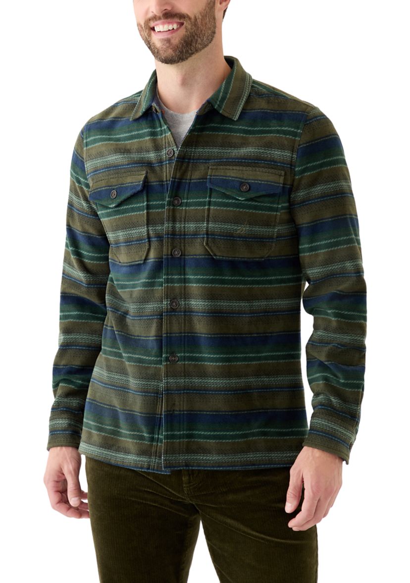 Mens Printed Polar Fleece Button Shirt