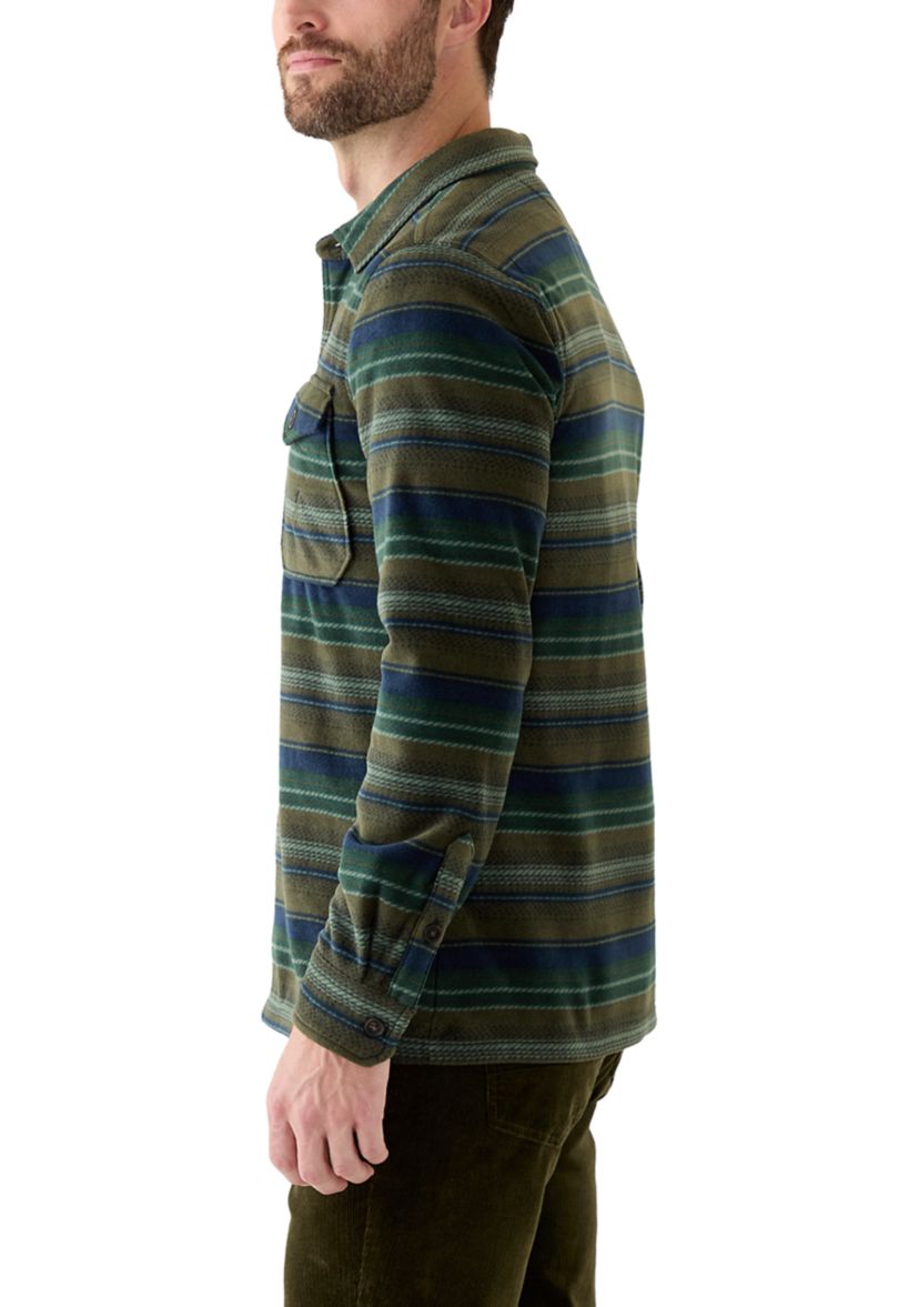 Mens Printed Polar Fleece Button Shirt