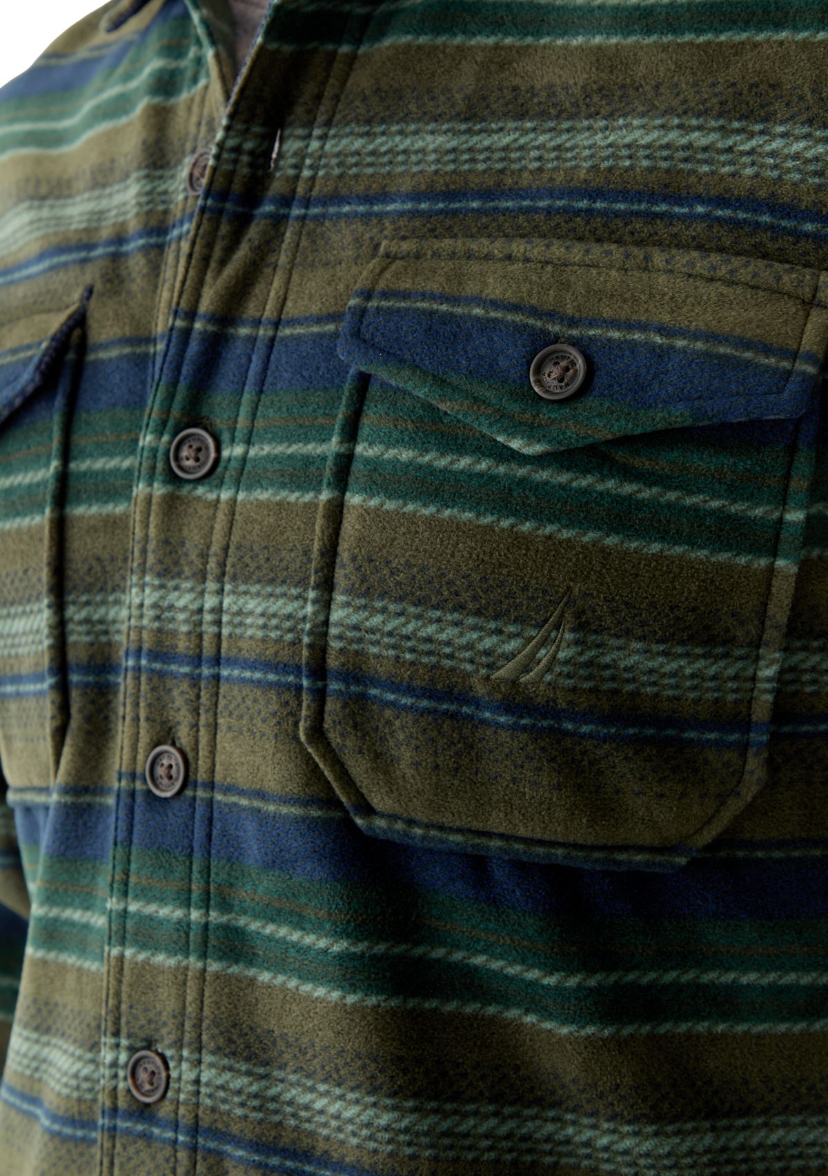 Mens Printed Polar Fleece Button Shirt