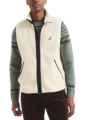 Nautica Men's Full-Zip Mix Media Sherpa Vest, 2XL