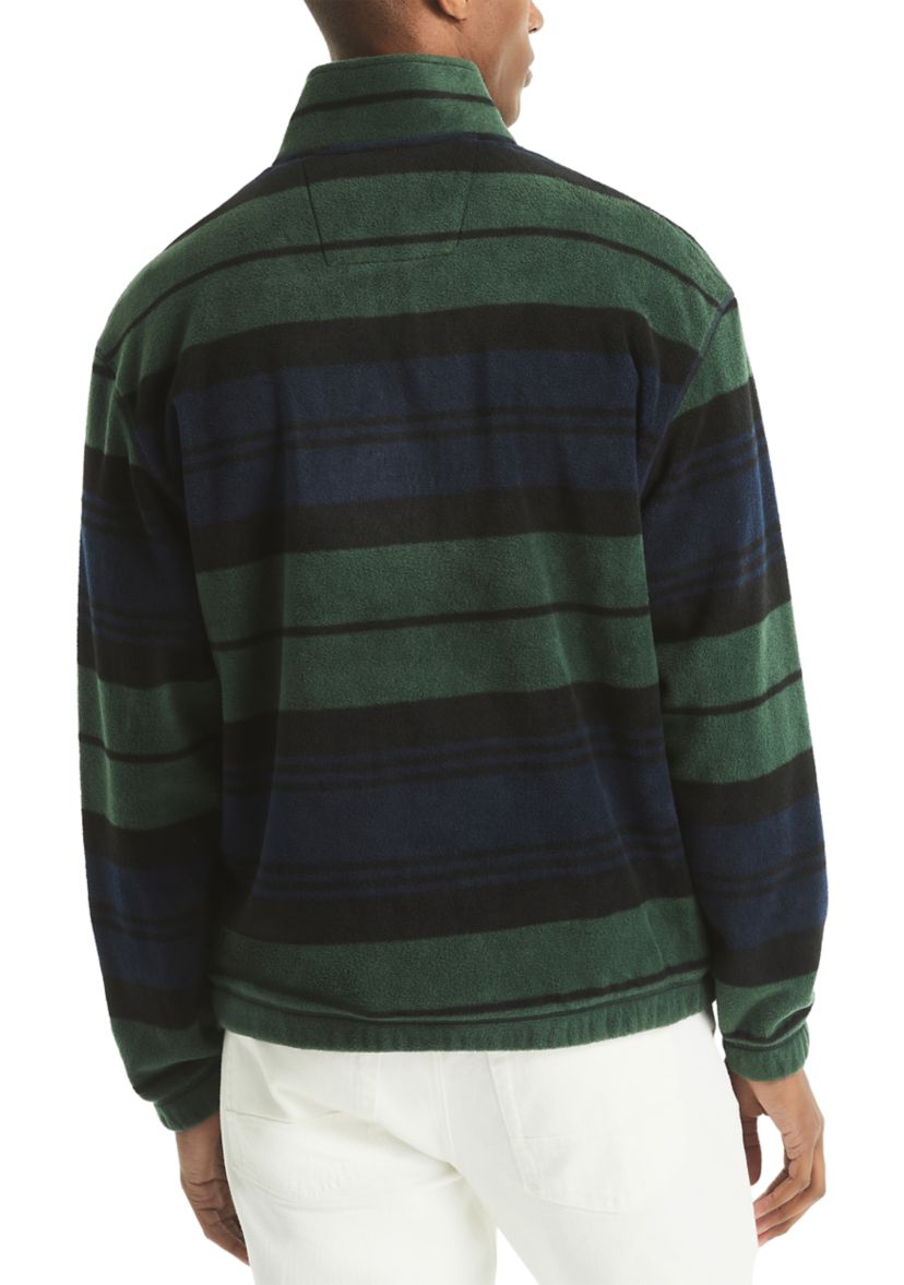 Mens Striped Nautex Half-Zip Mock Neck Henley Sweater
