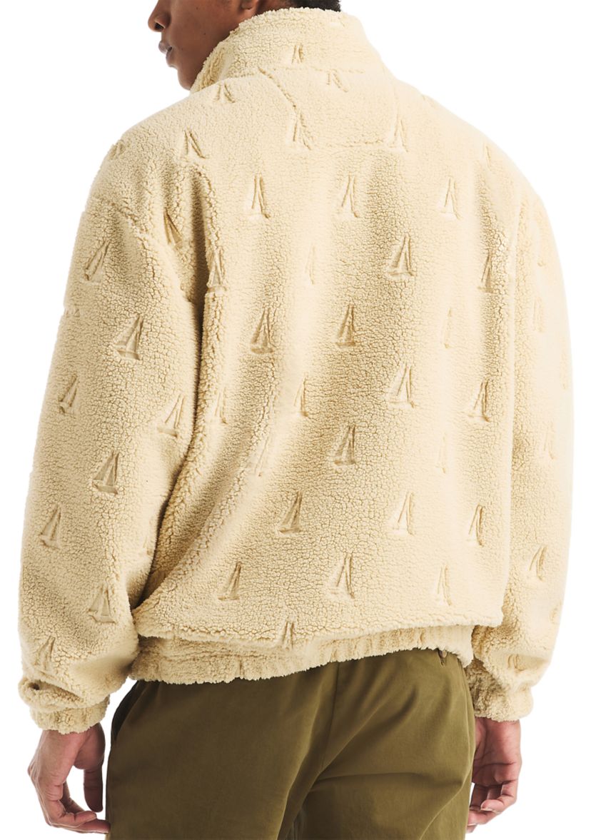 Mens Boat Sherpa Half-Zip Mock Neck Henley Sweater
