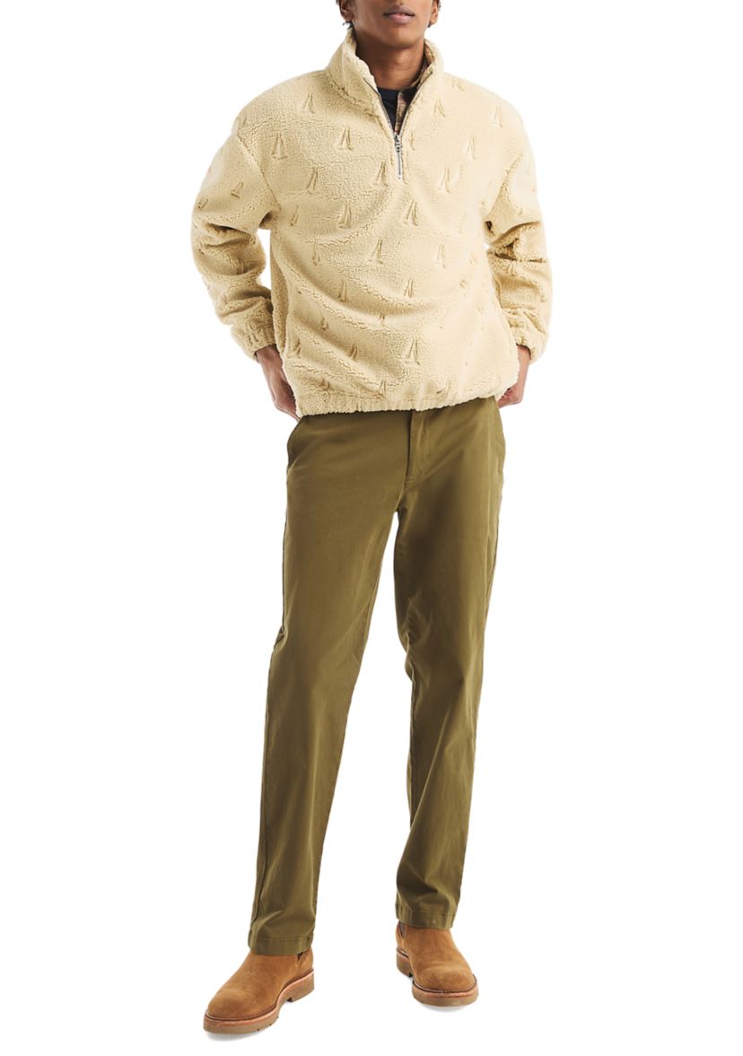 Mens Boat Sherpa Half-Zip Mock Neck Henley Sweater