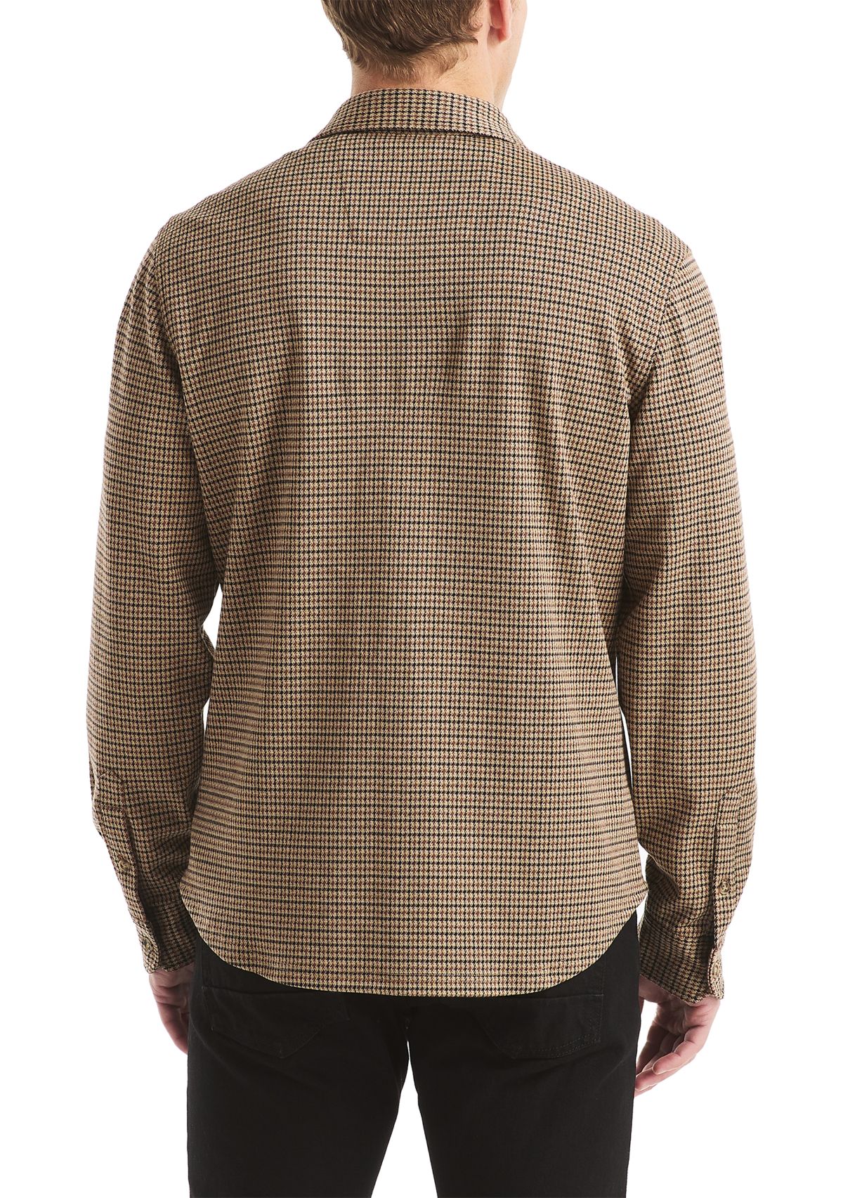 Mens Button Down Houndstooth Knit Shirt
