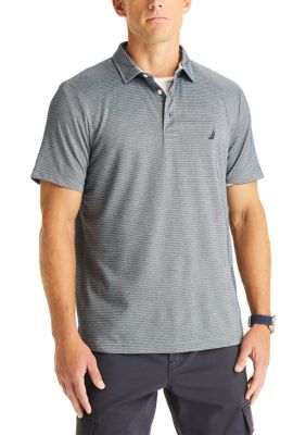 Nautica Men's Short Sleeve Striped Golf Polo Shirt, Navy Blue, S Regular