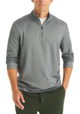 Nautica Men's Striped Golf Quarter Zip Pullover, Navy Blue, 2XL Regular
