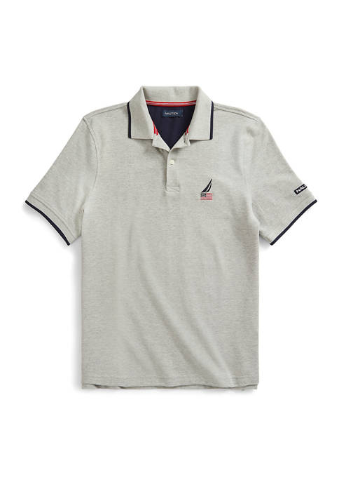 Nautica Short Sleeve American Flag Logo Polo Shirt
