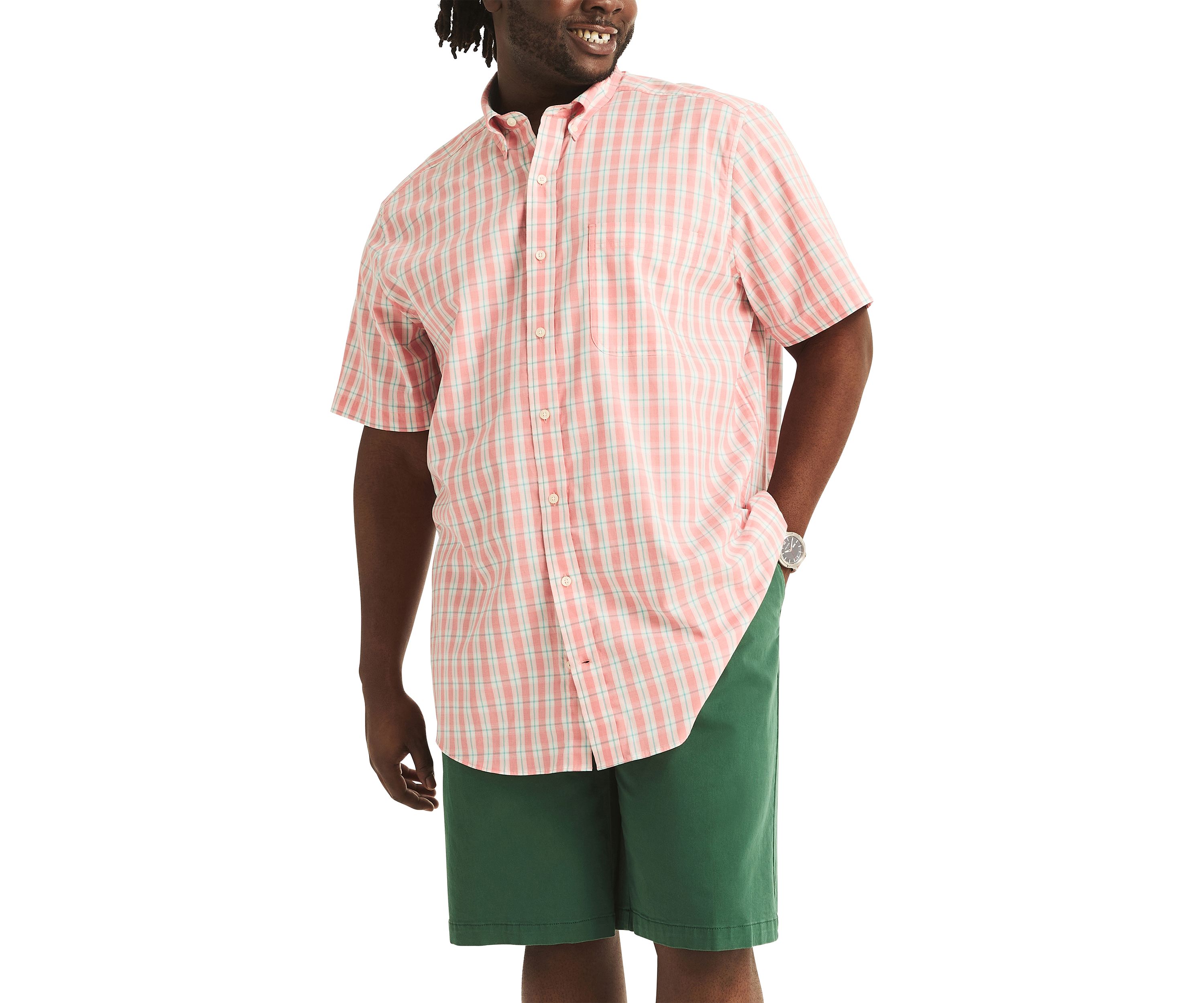 Big & Tall Sustainably Crafted Classic Fit Plaid Short Sleeve Shirt