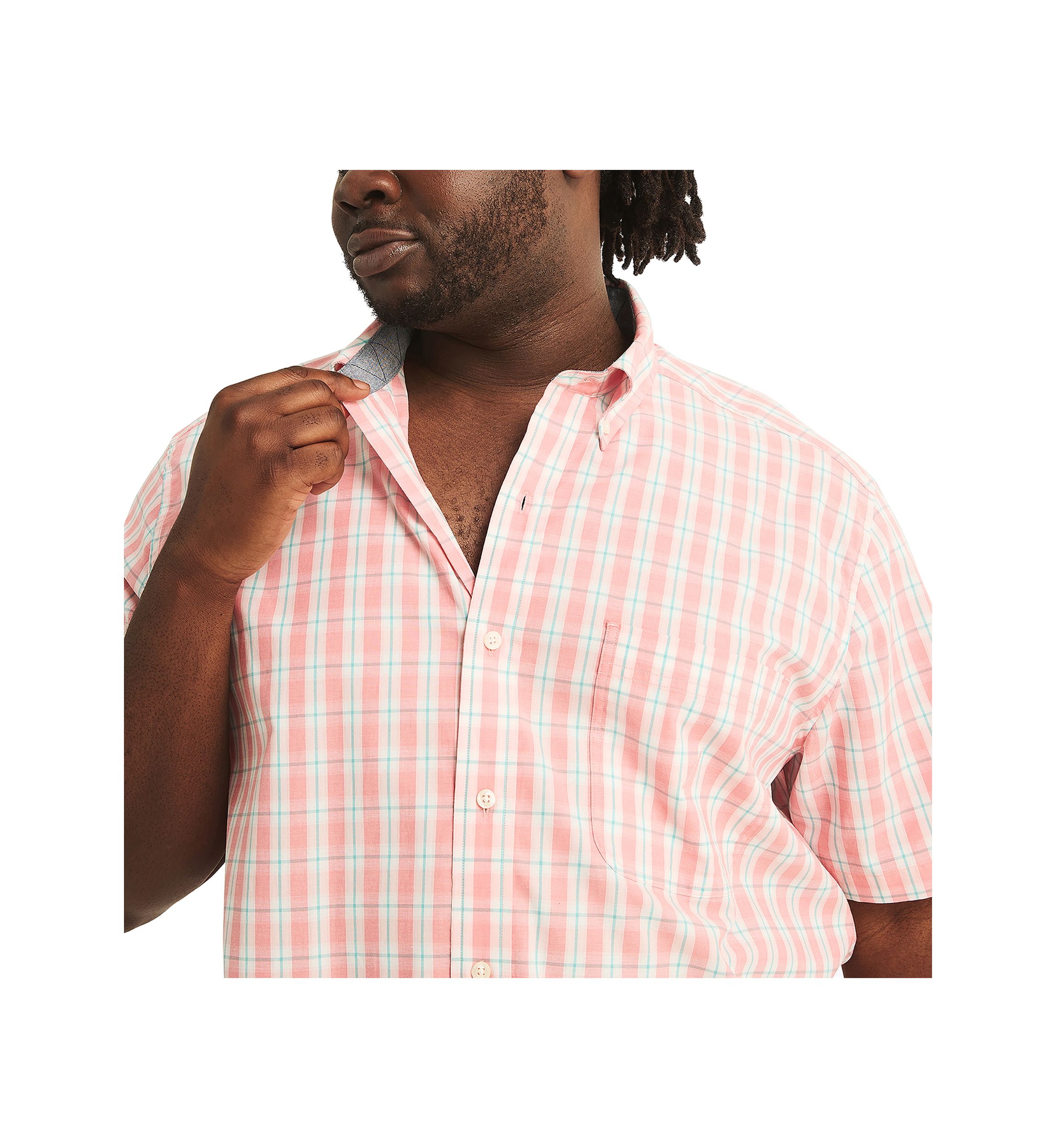 Big & Tall Sustainably Crafted Classic Fit Plaid Short Sleeve Shirt