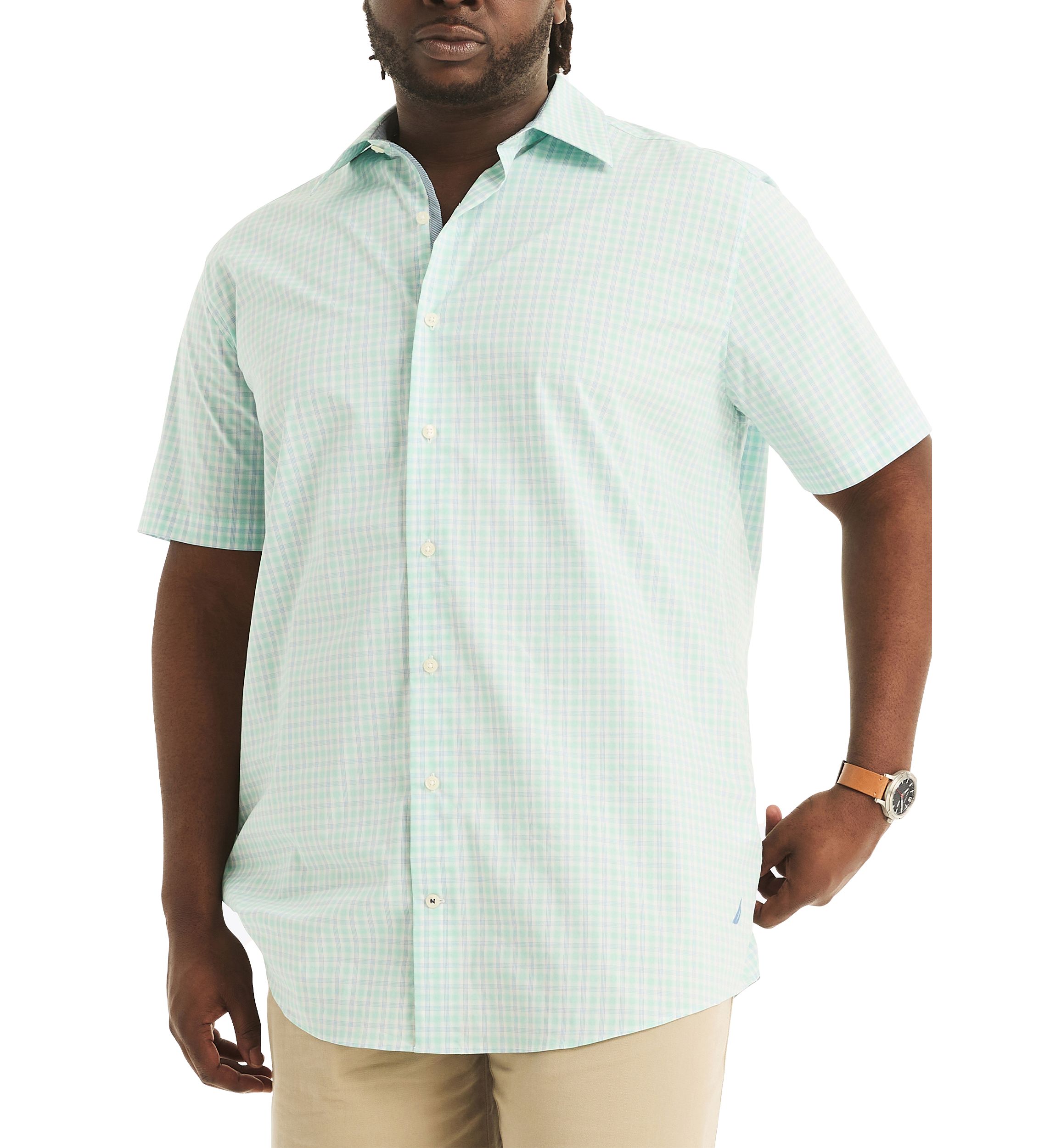 Big & Tall Navtech Trim Fit Plaid Short Sleeve Shirt