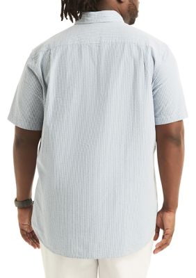 Big & Tall Seersucker Printed Short Sleeve Shirt