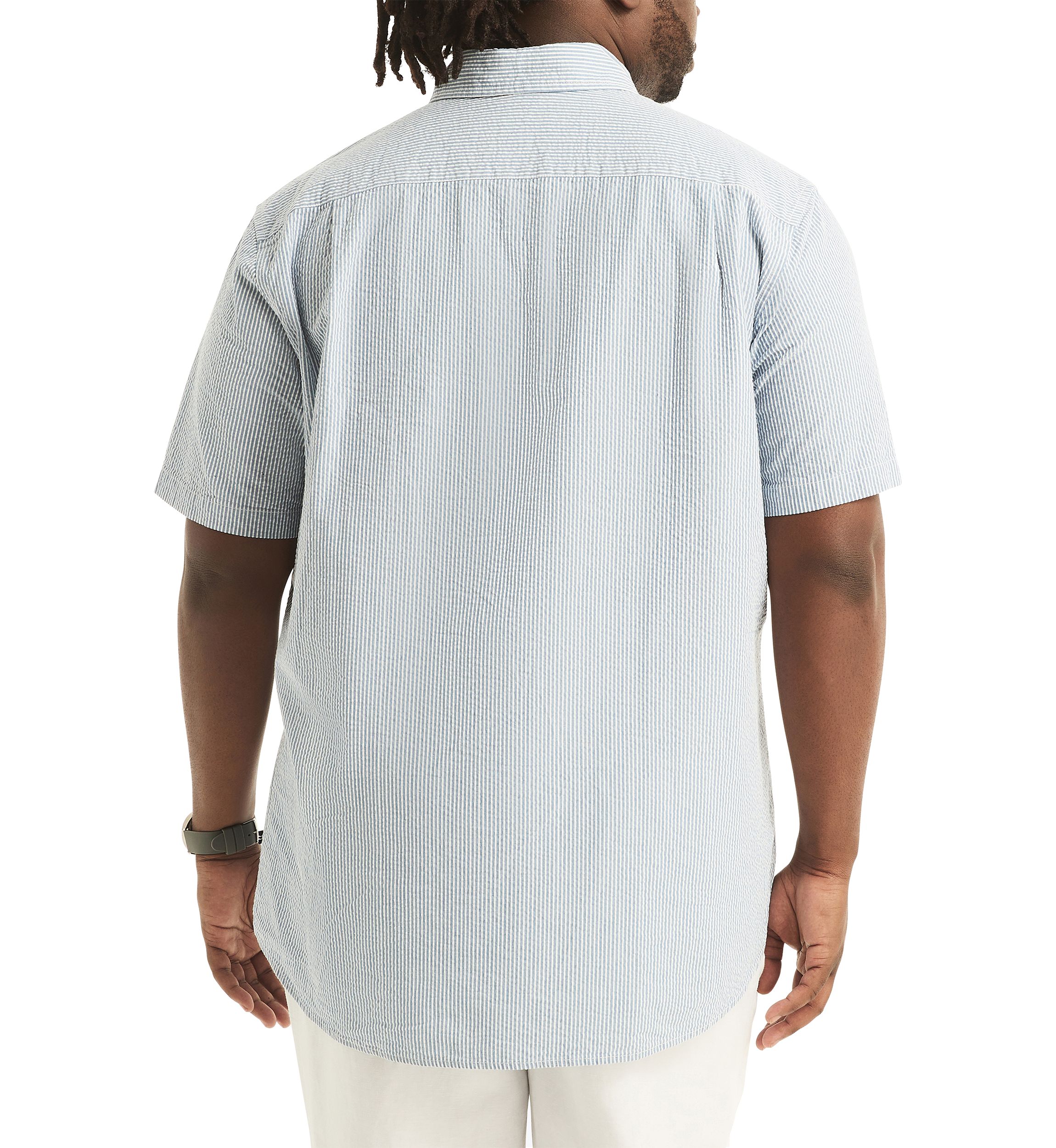 Big & Tall Seersucker Printed Short Sleeve Shirt
