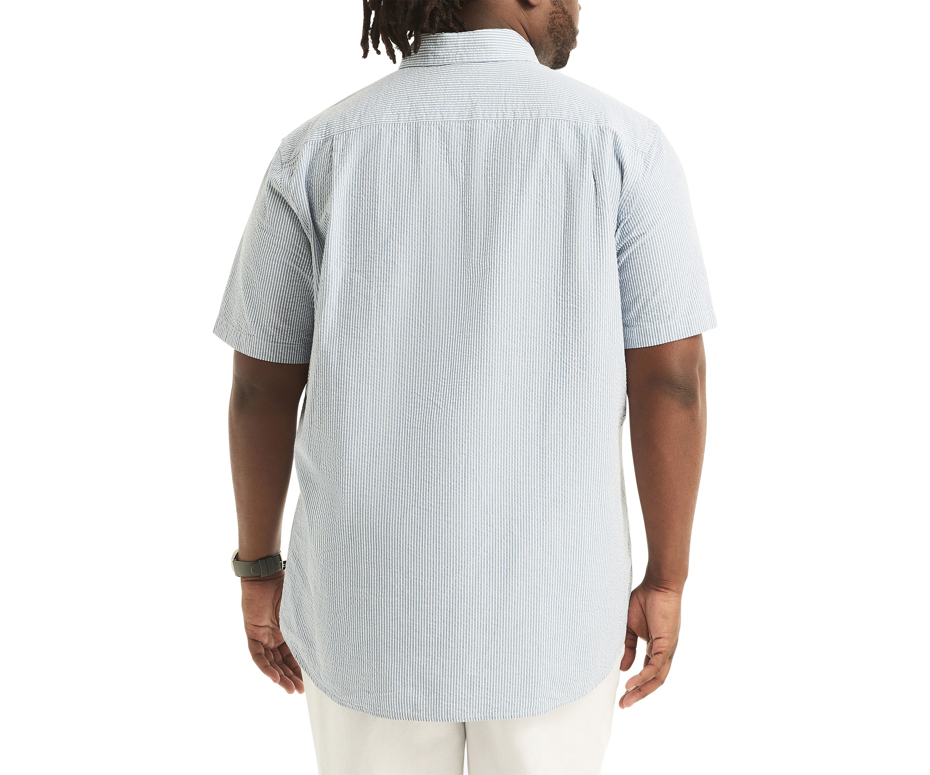 Big & Tall Seersucker Printed Short Sleeve Shirt