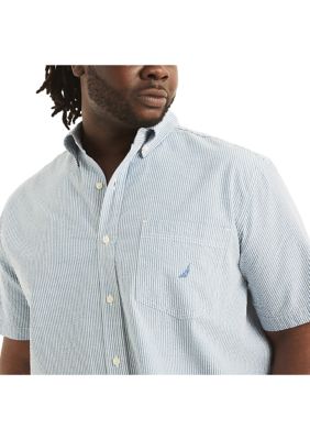 Big & Tall Seersucker Printed Short Sleeve Shirt