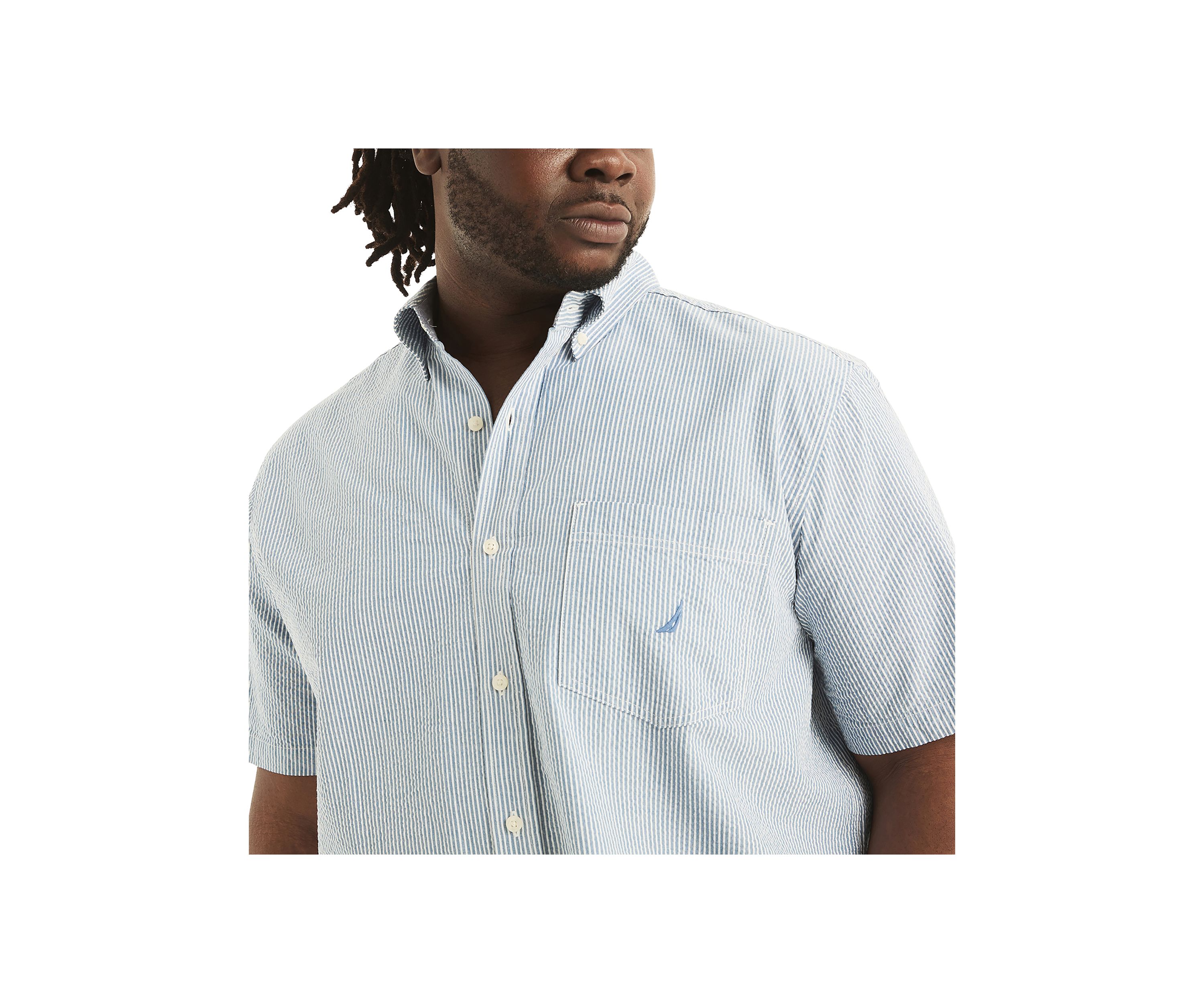 Big & Tall Seersucker Printed Short Sleeve Shirt