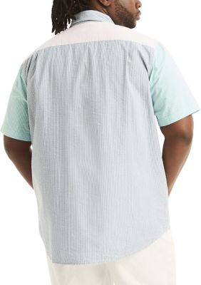 Big & Tall Seersucker Striped Short Sleeve Shirt