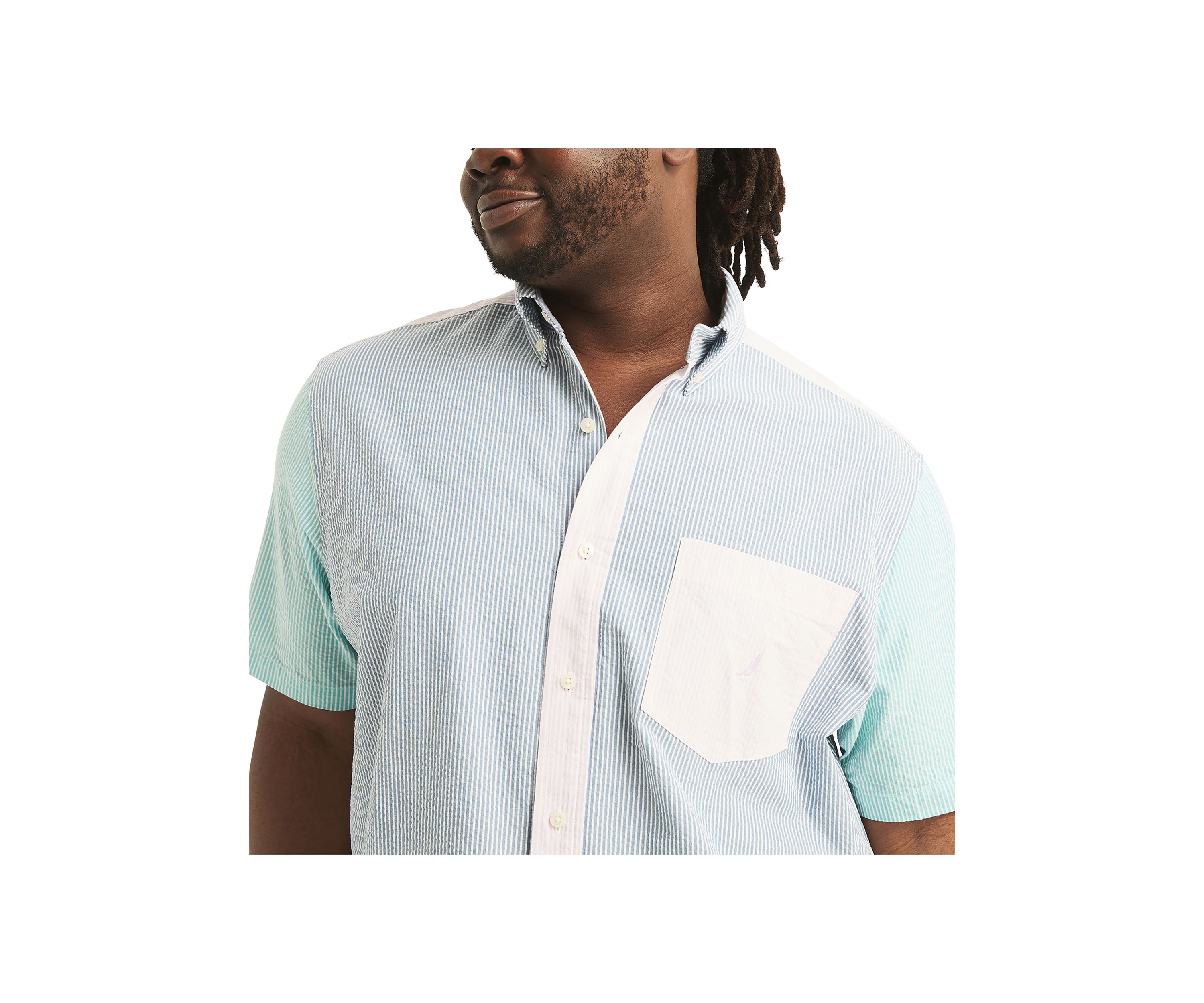 Big & Tall Seersucker Striped Short Sleeve Shirt