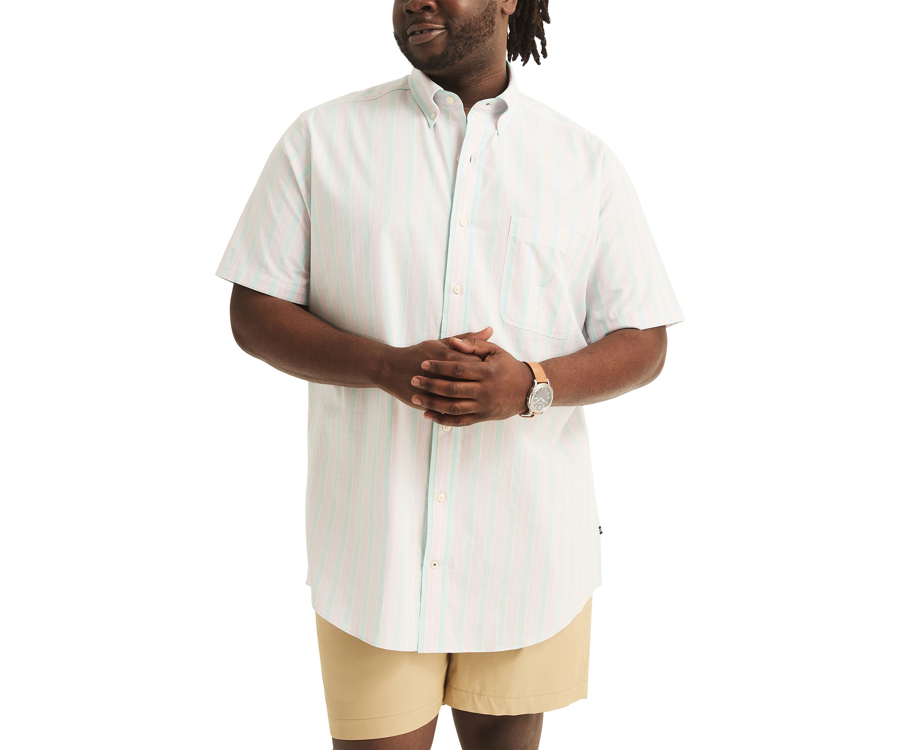 Big & Tall Oxford Striped Short Sleeve Shirt