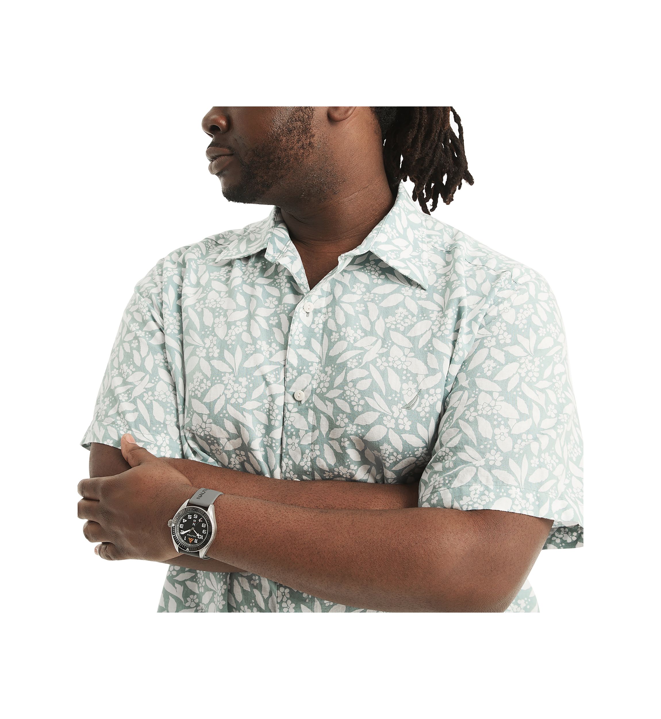 Big & Tall Printed Linen Short Sleeve Shirt