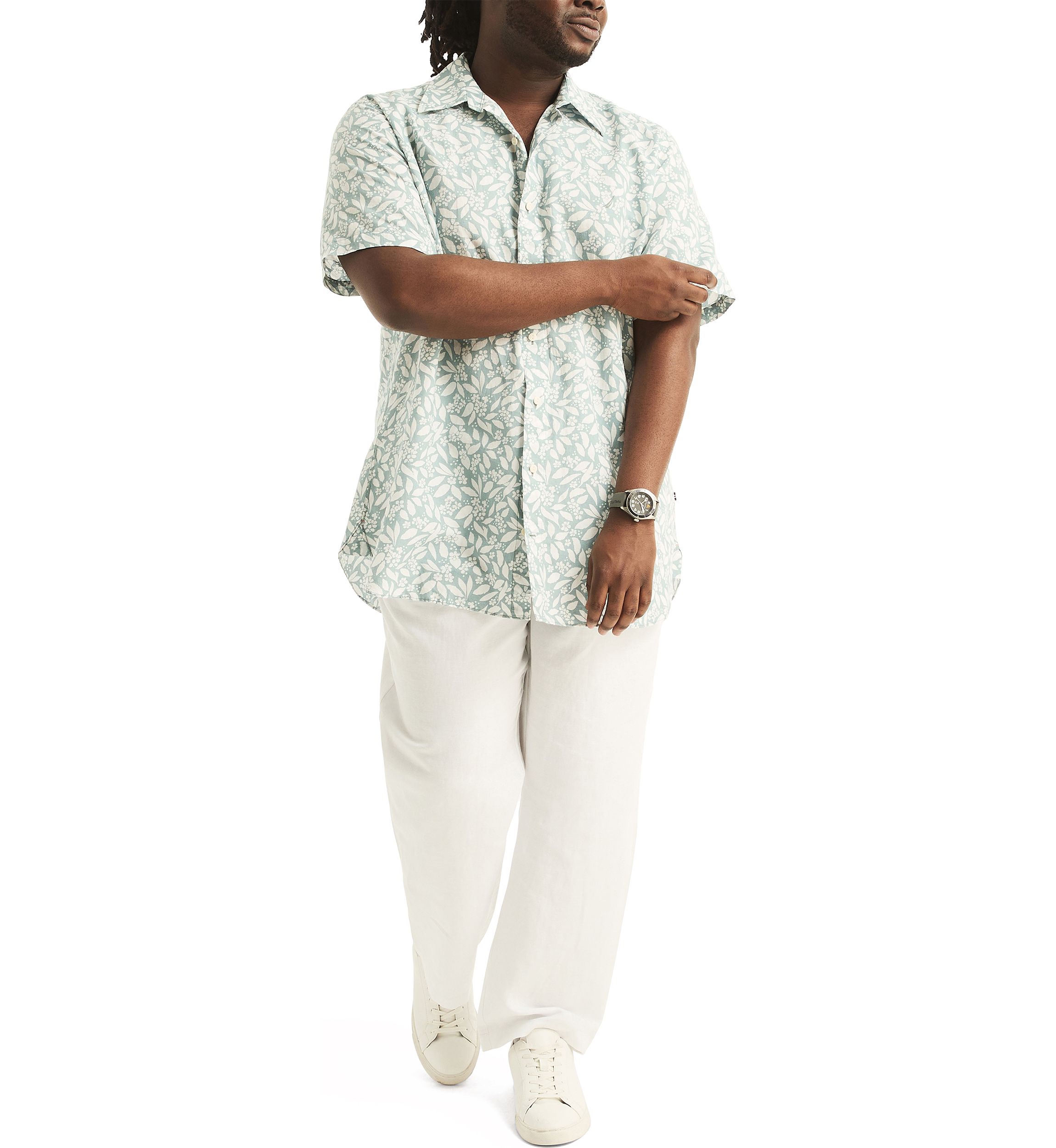 Big & Tall Printed Linen Short Sleeve Shirt