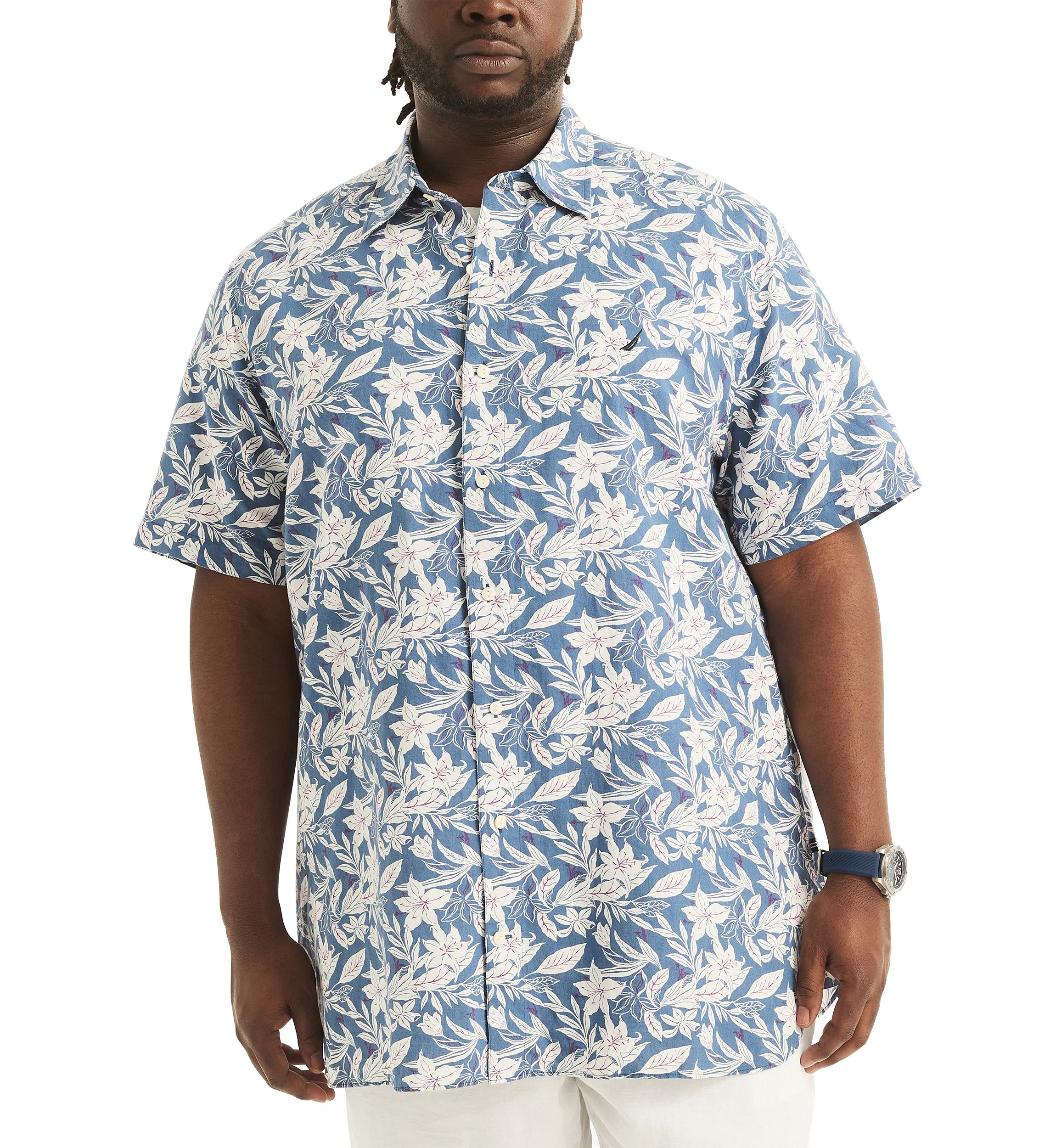 Big & Tall Printed Linen Short Sleeve Shirt