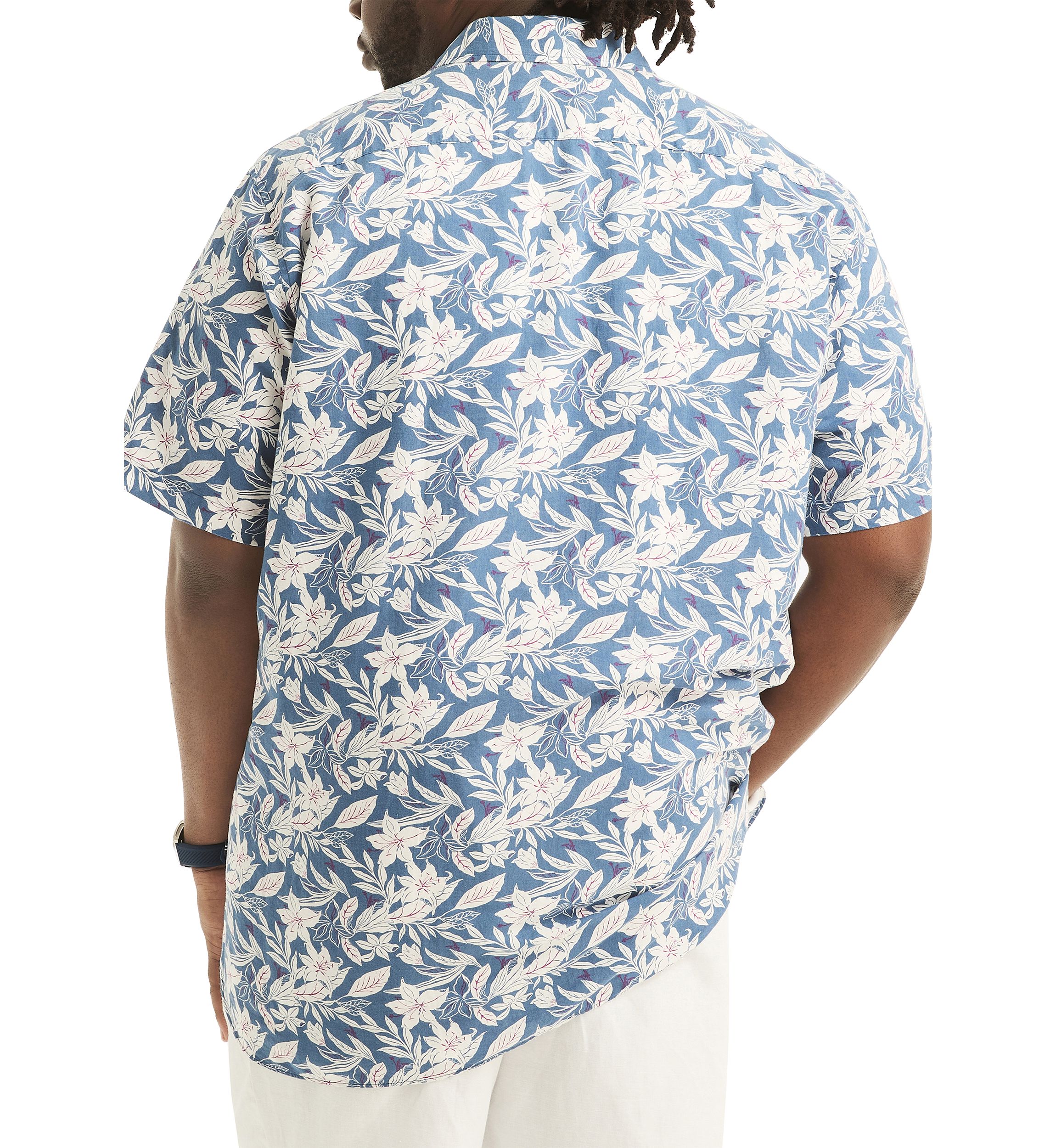 Big & Tall Printed Linen Short Sleeve Shirt