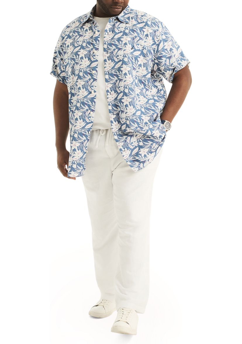 Big & Tall Printed Linen Short Sleeve Shirt