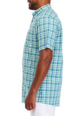 Big & Tall Short Sleeve Tencel Plaid Shirt