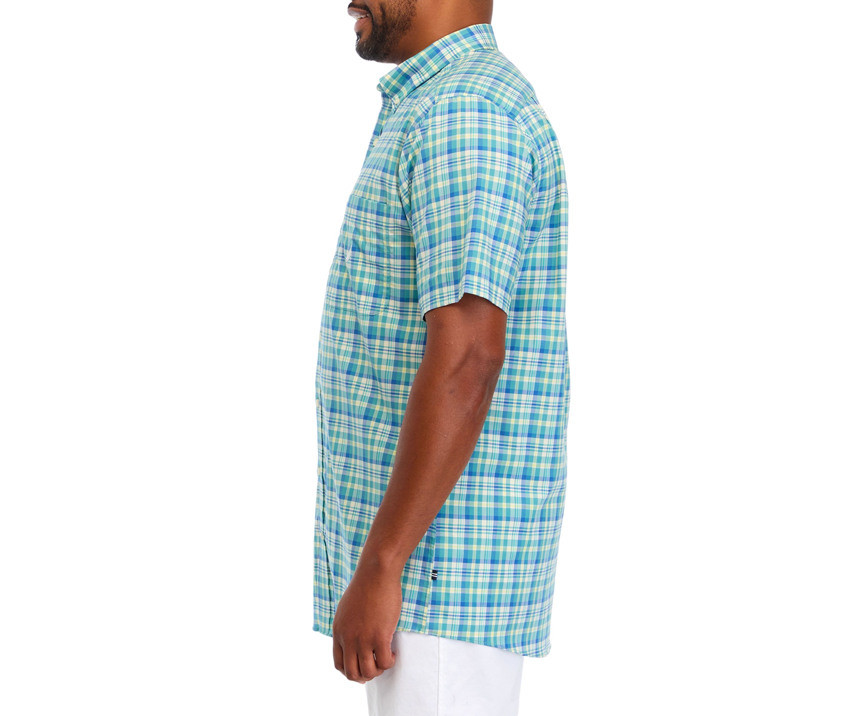Big & Tall Short Sleeve Tencel Plaid Shirt
