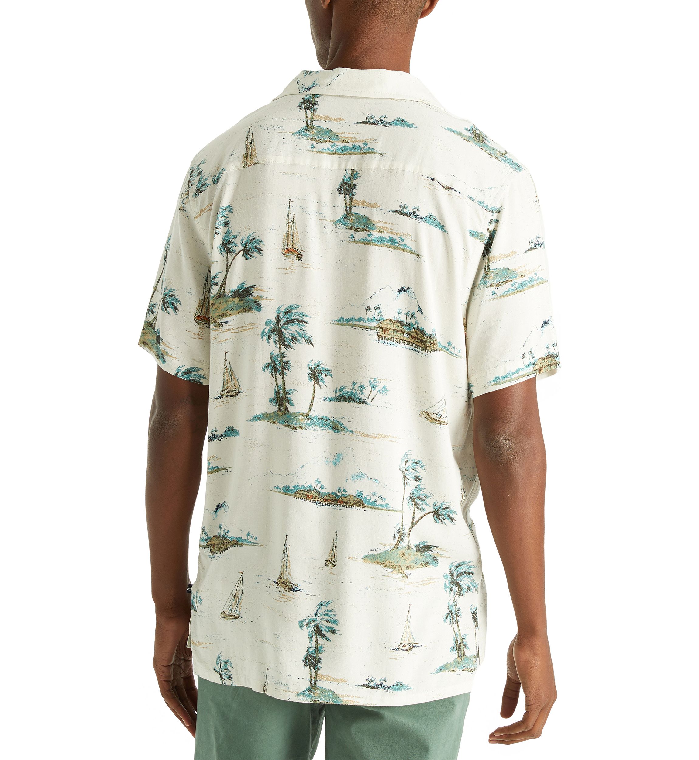 Big & Tall Linen Cotton Palm Print Shirt 