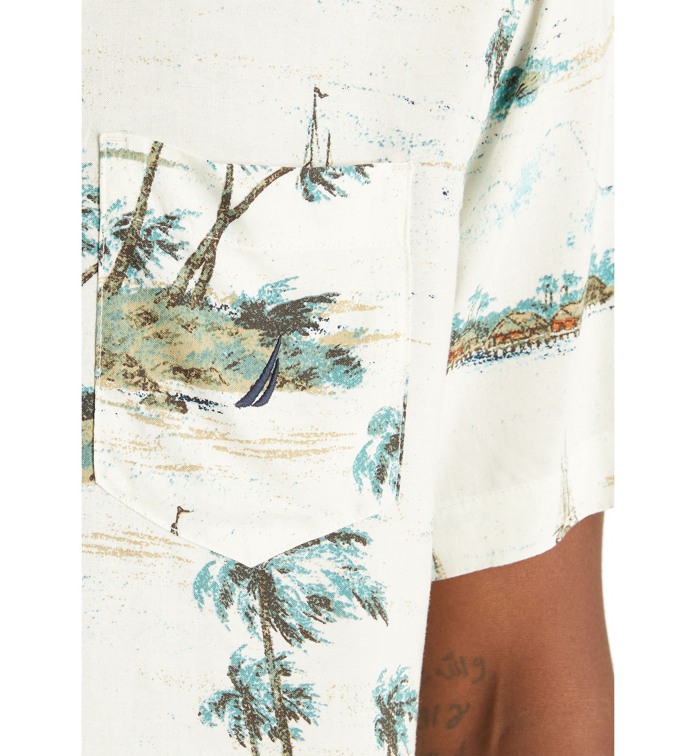 Big & Tall Linen Cotton Palm Print Shirt 