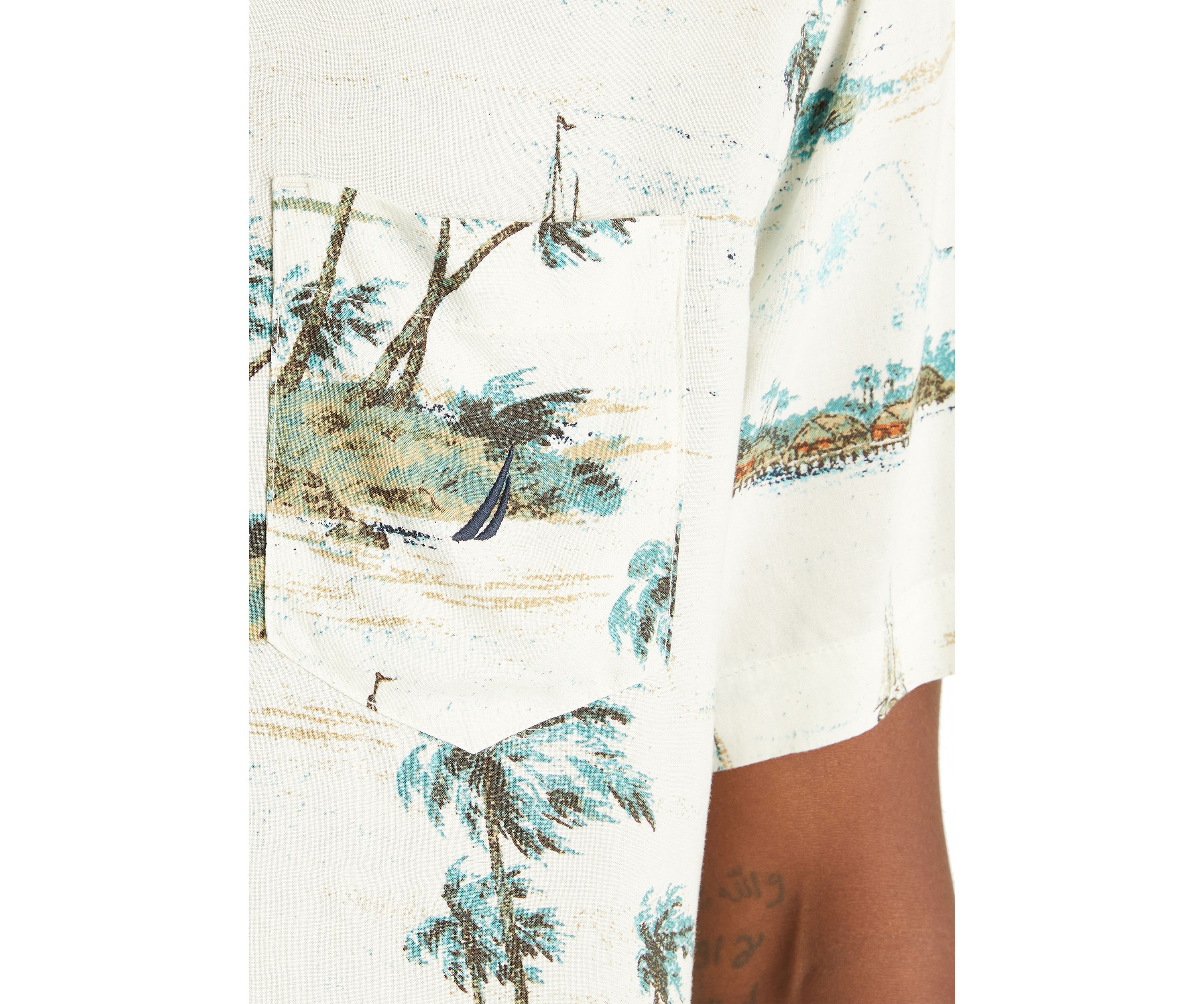 Big & Tall Linen Cotton Palm Print Shirt 
