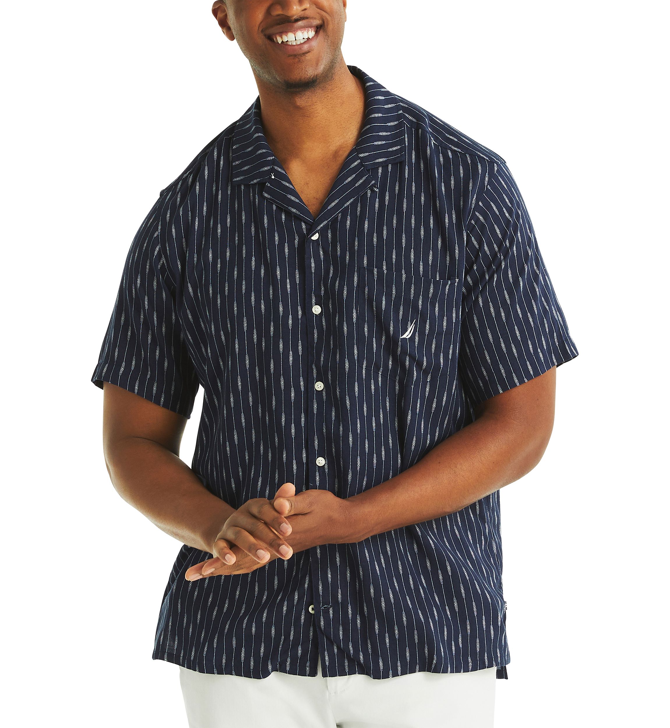 Big & Tall Linen Blend Stripe Shirt 