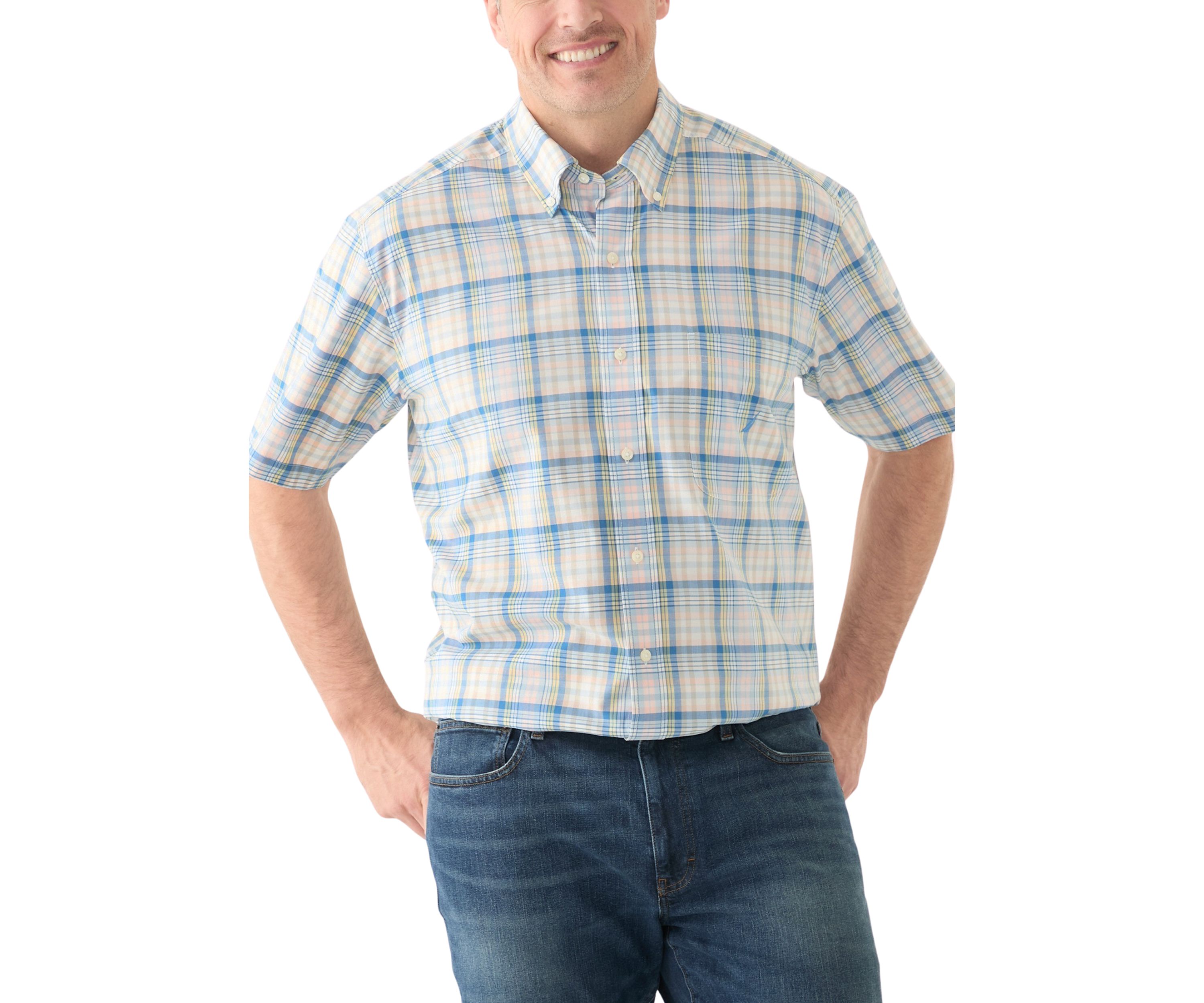 Big & Tall Short Sleeve Plaid Woven Shirt