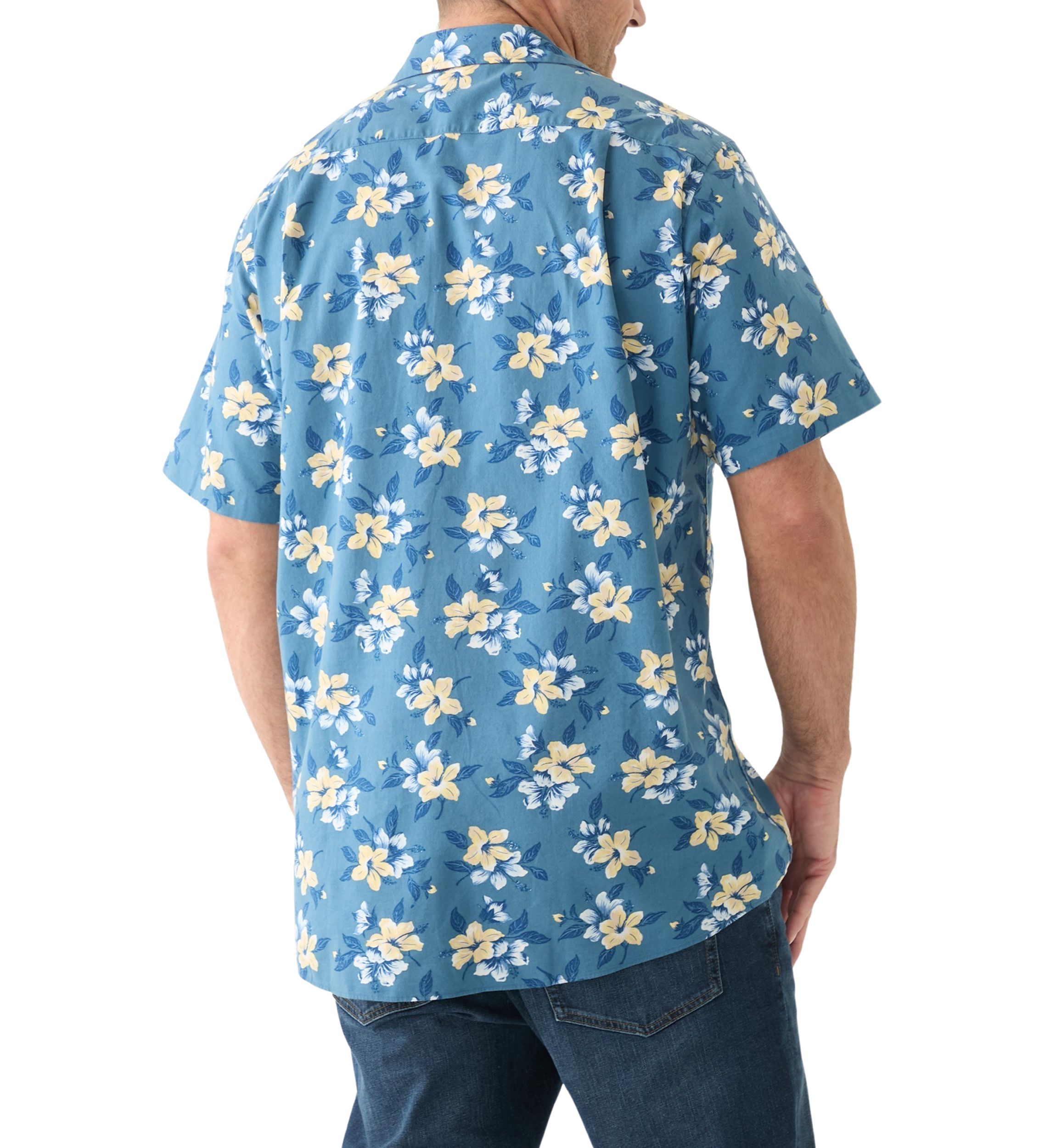 Big & Tall Short Sleeve Chambray Print Woven Shirt