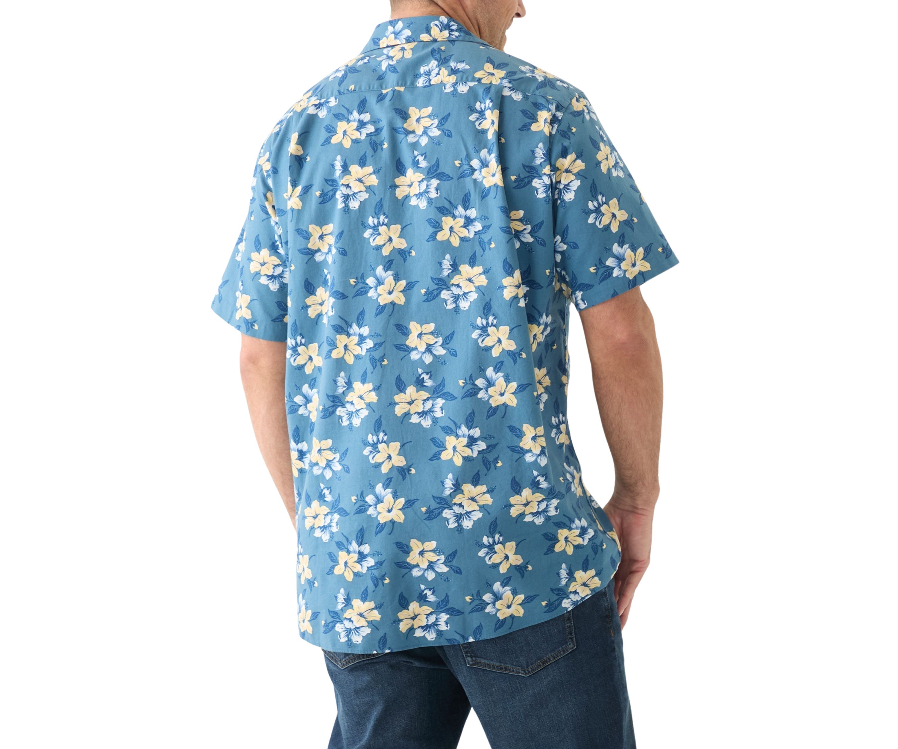 Big & Tall Short Sleeve Chambray Print Woven Shirt