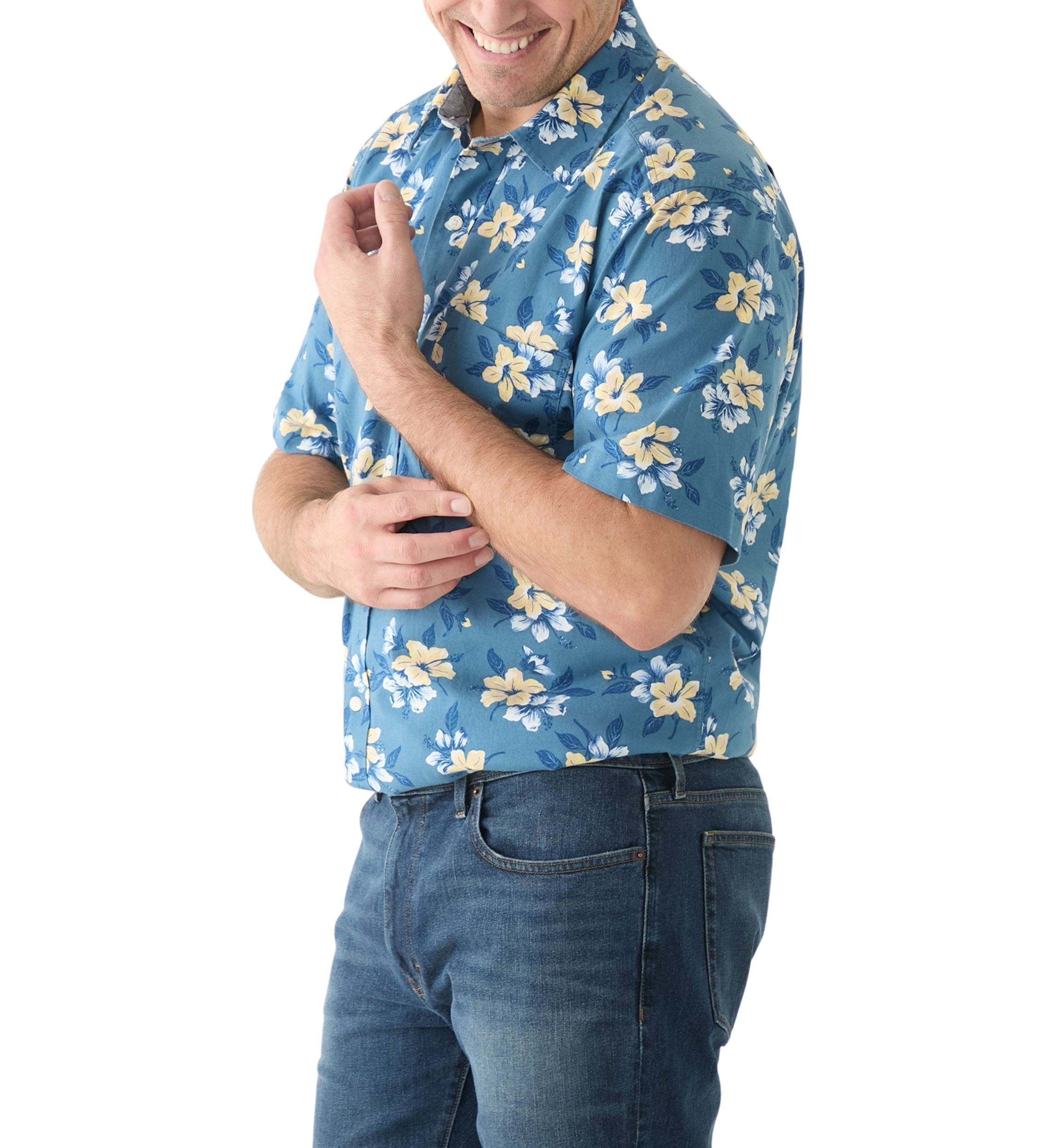 Big & Tall Short Sleeve Chambray Print Woven Shirt
