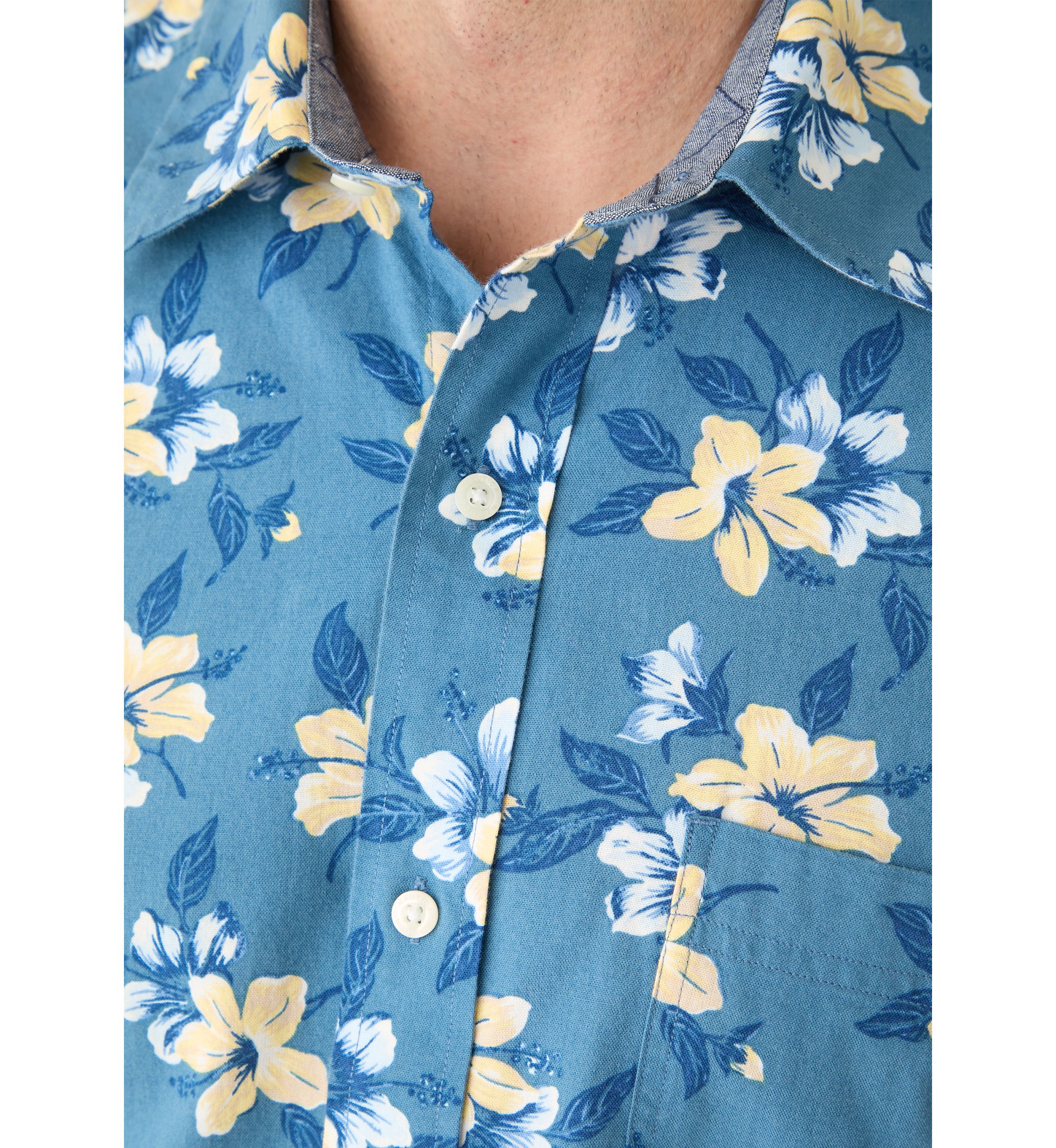 Big & Tall Short Sleeve Chambray Print Woven Shirt