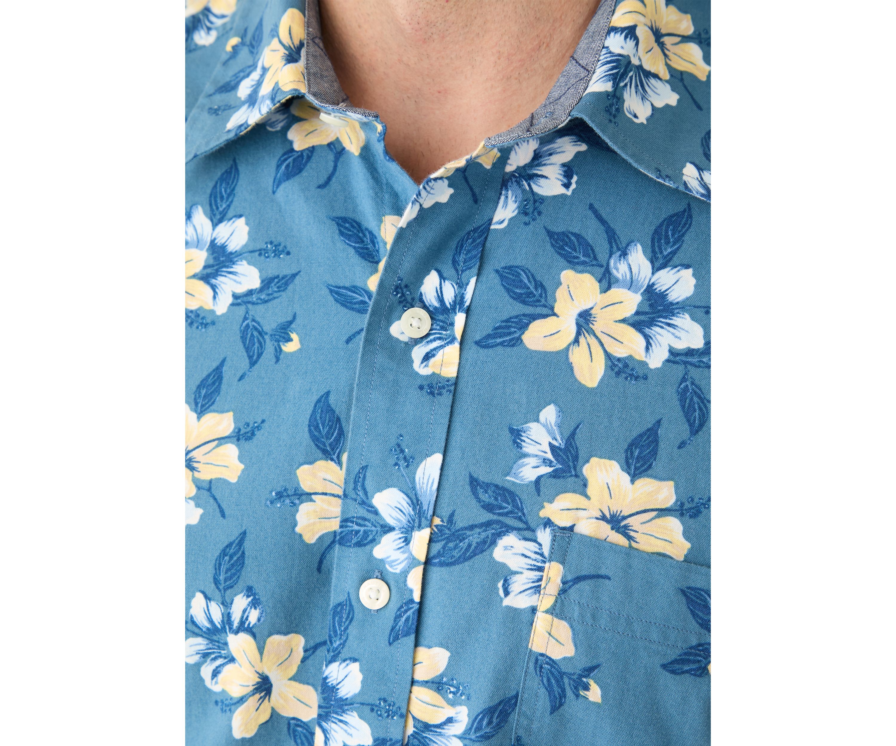 Big & Tall Short Sleeve Chambray Print Woven Shirt