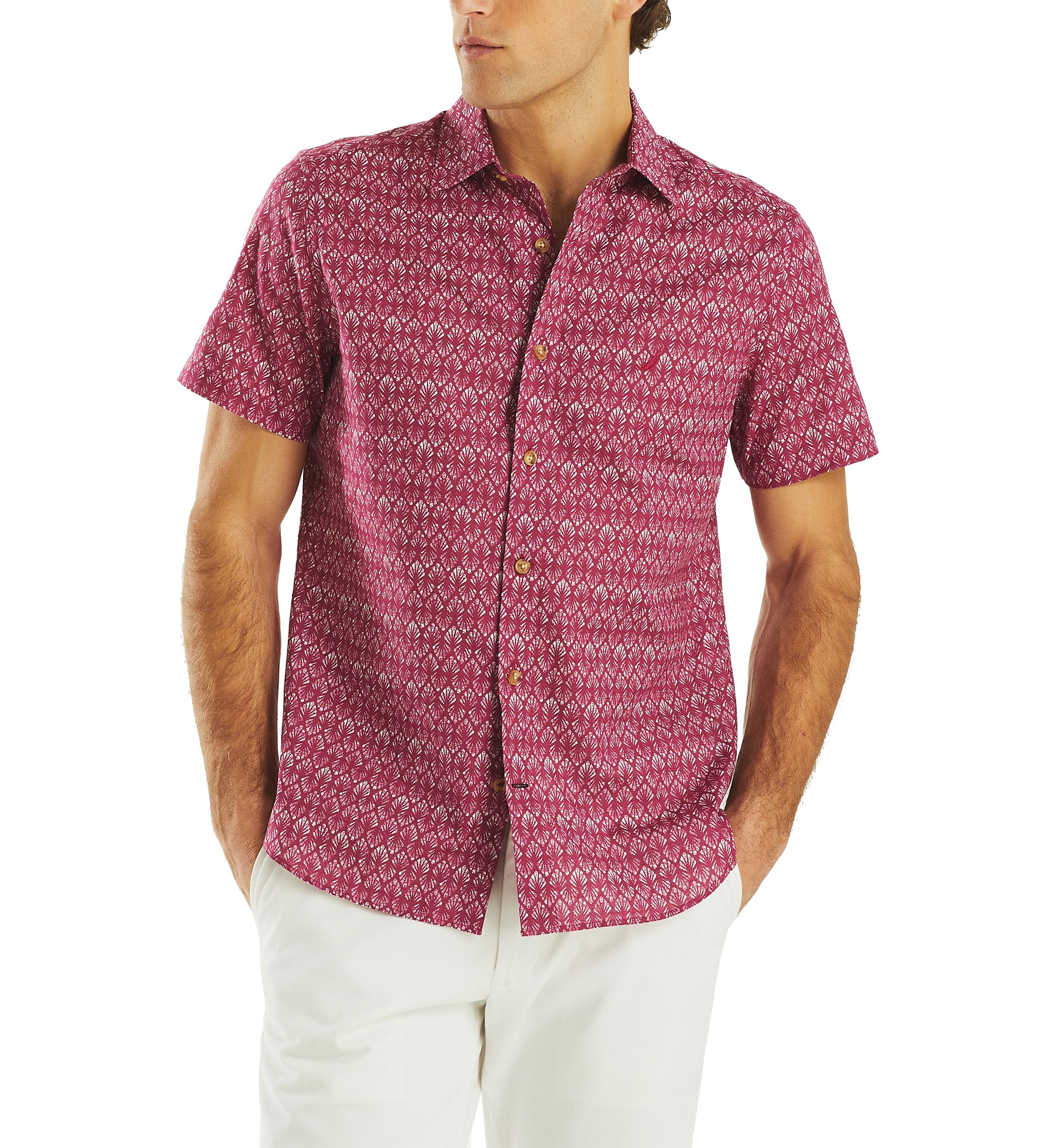 Big & Tall Striped Short Sleeve Camp Shirt