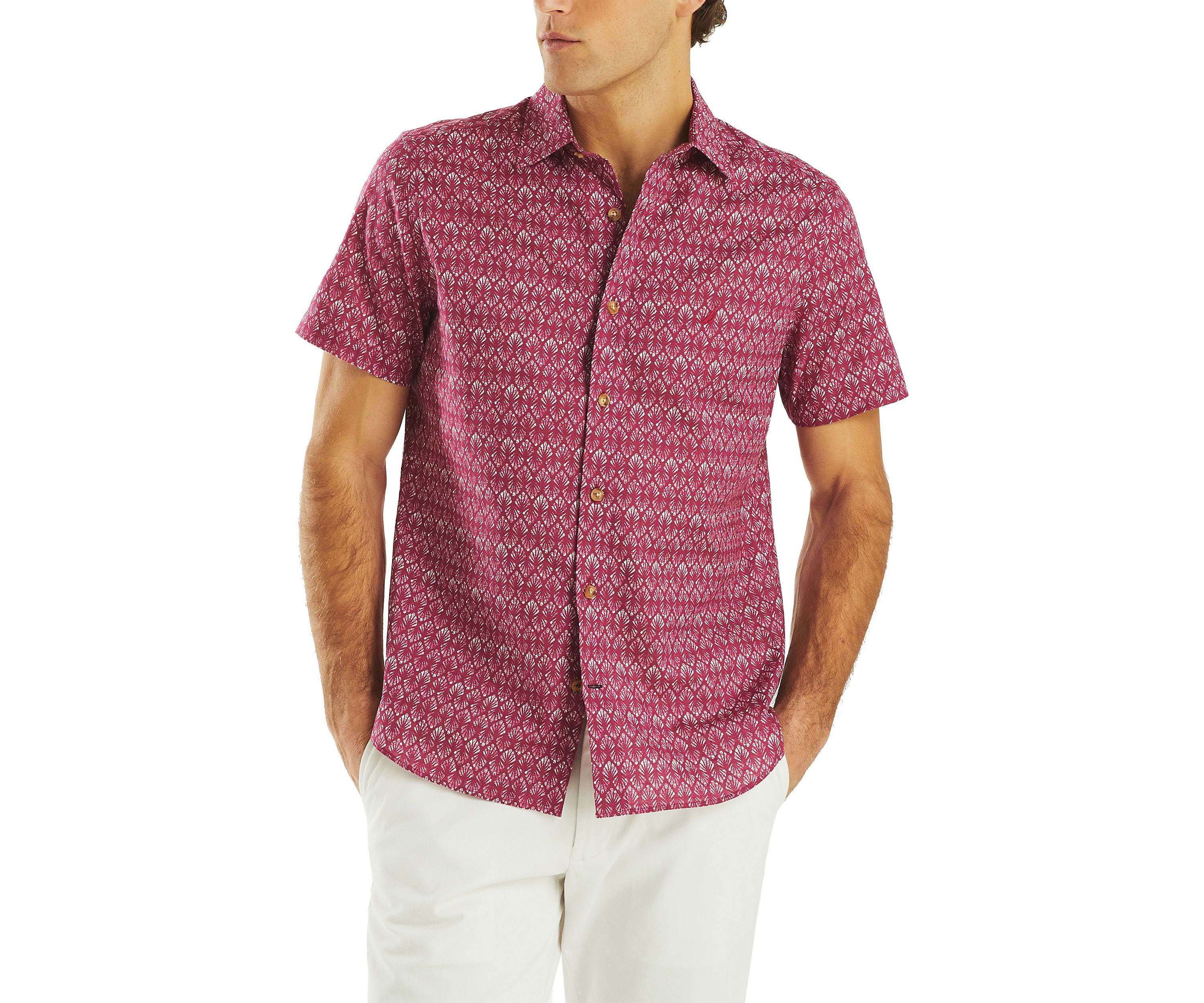 Big & Tall Striped Short Sleeve Camp Shirt
