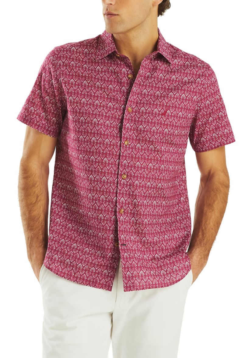 Big & Tall Striped Short Sleeve Camp Shirt