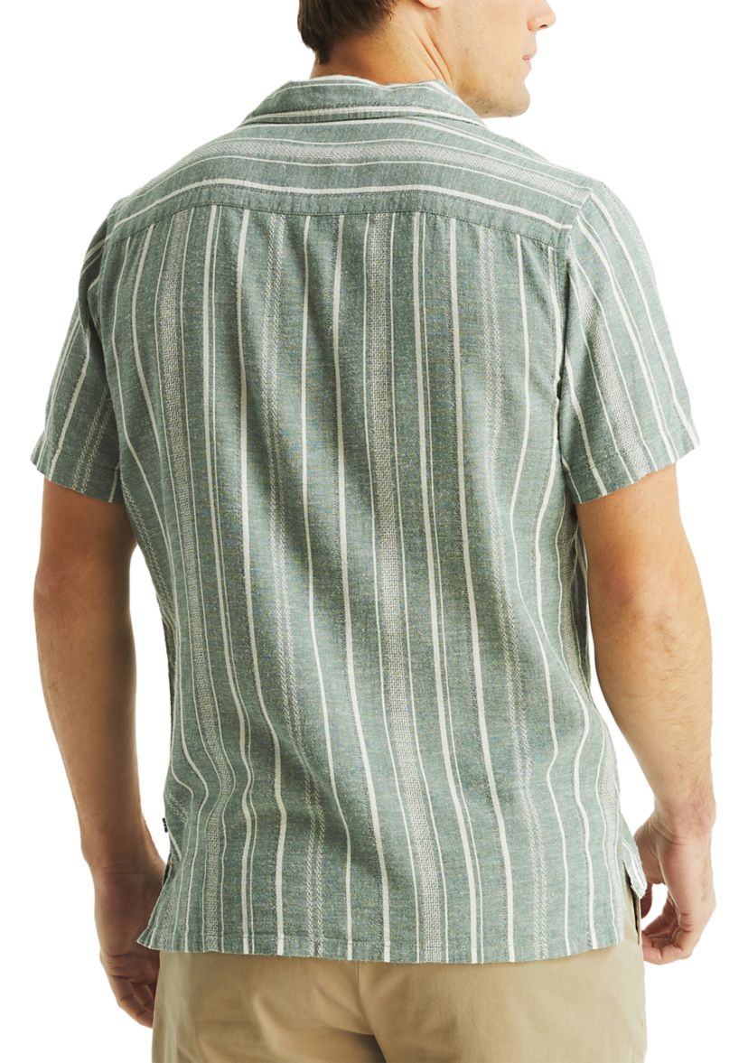 Big & Tall Striped Short Sleeve Camp Shirt