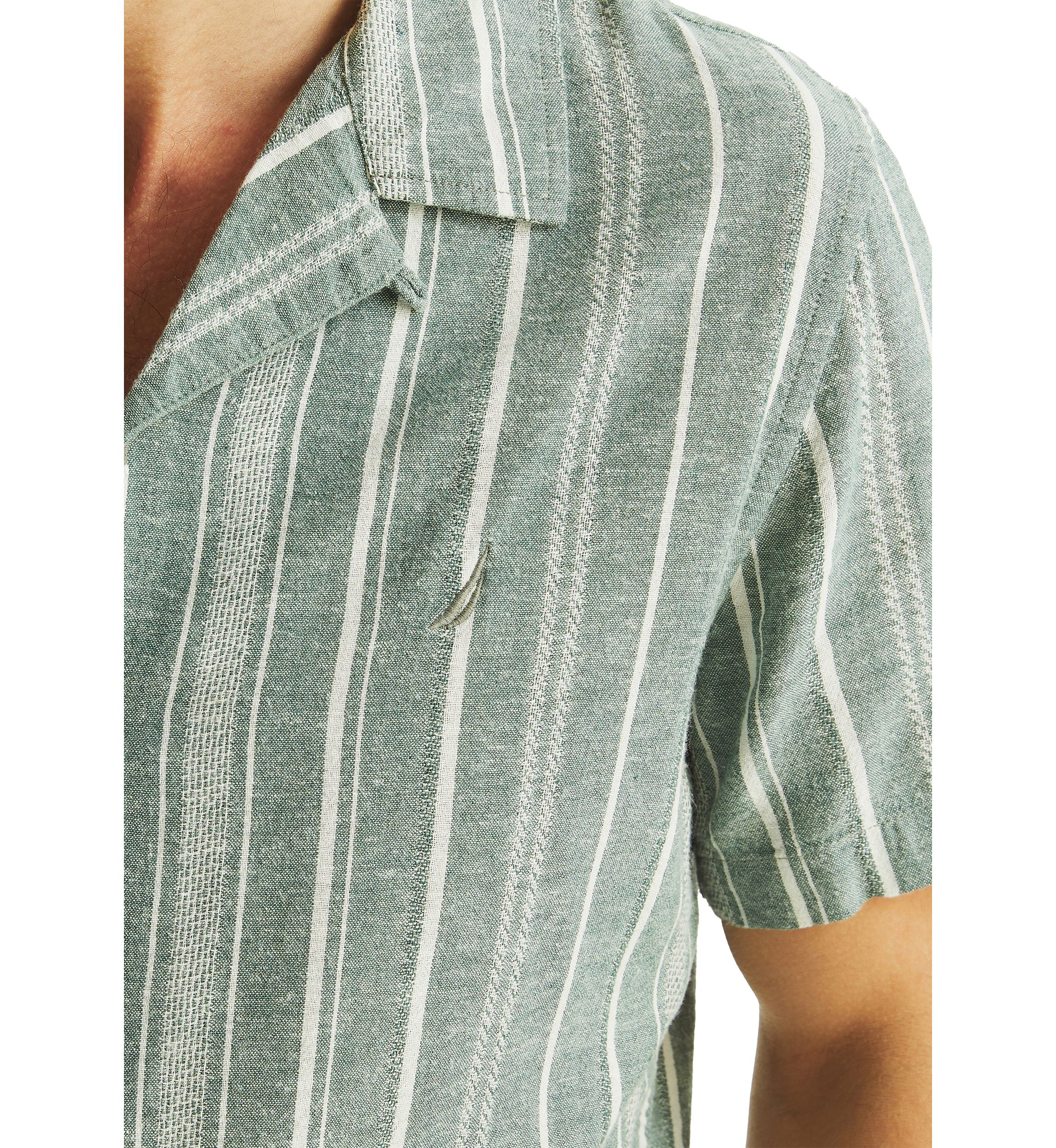 Big & Tall Striped Short Sleeve Camp Shirt