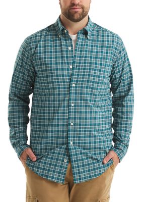 Nautica Men's Big & Tall Long Sleeve Plaid Dress Shirt, Blue, 3XL Big