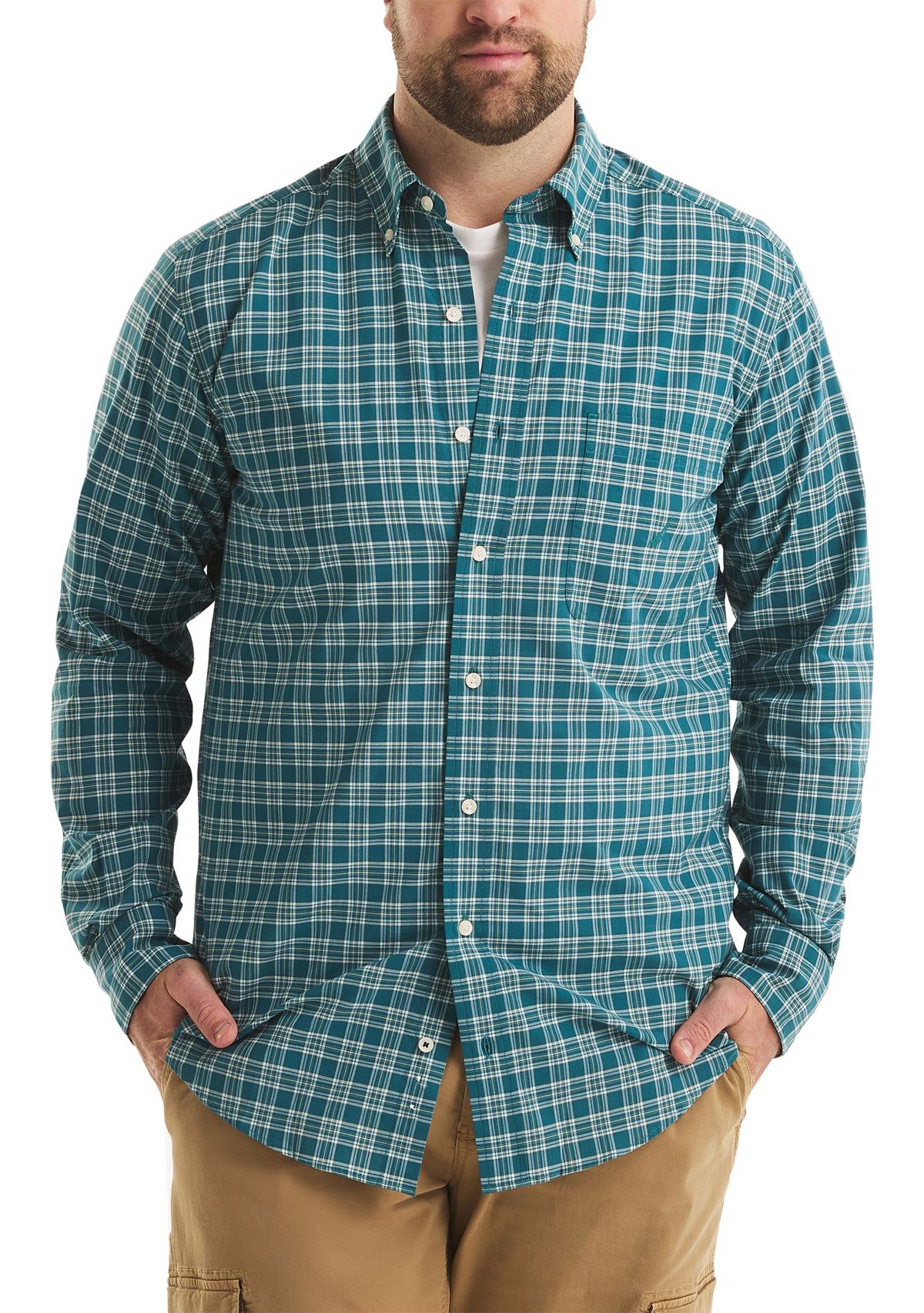 Big & Tall Long Sleeve Plaid Dress Shirt 