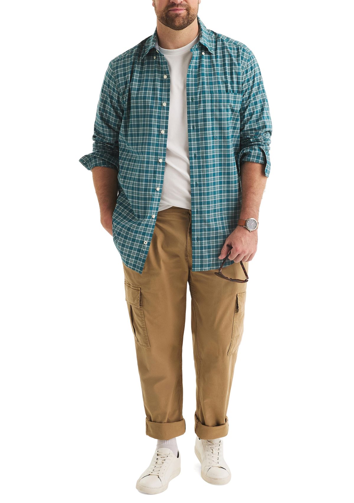 Big & Tall Long Sleeve Plaid Dress Shirt 