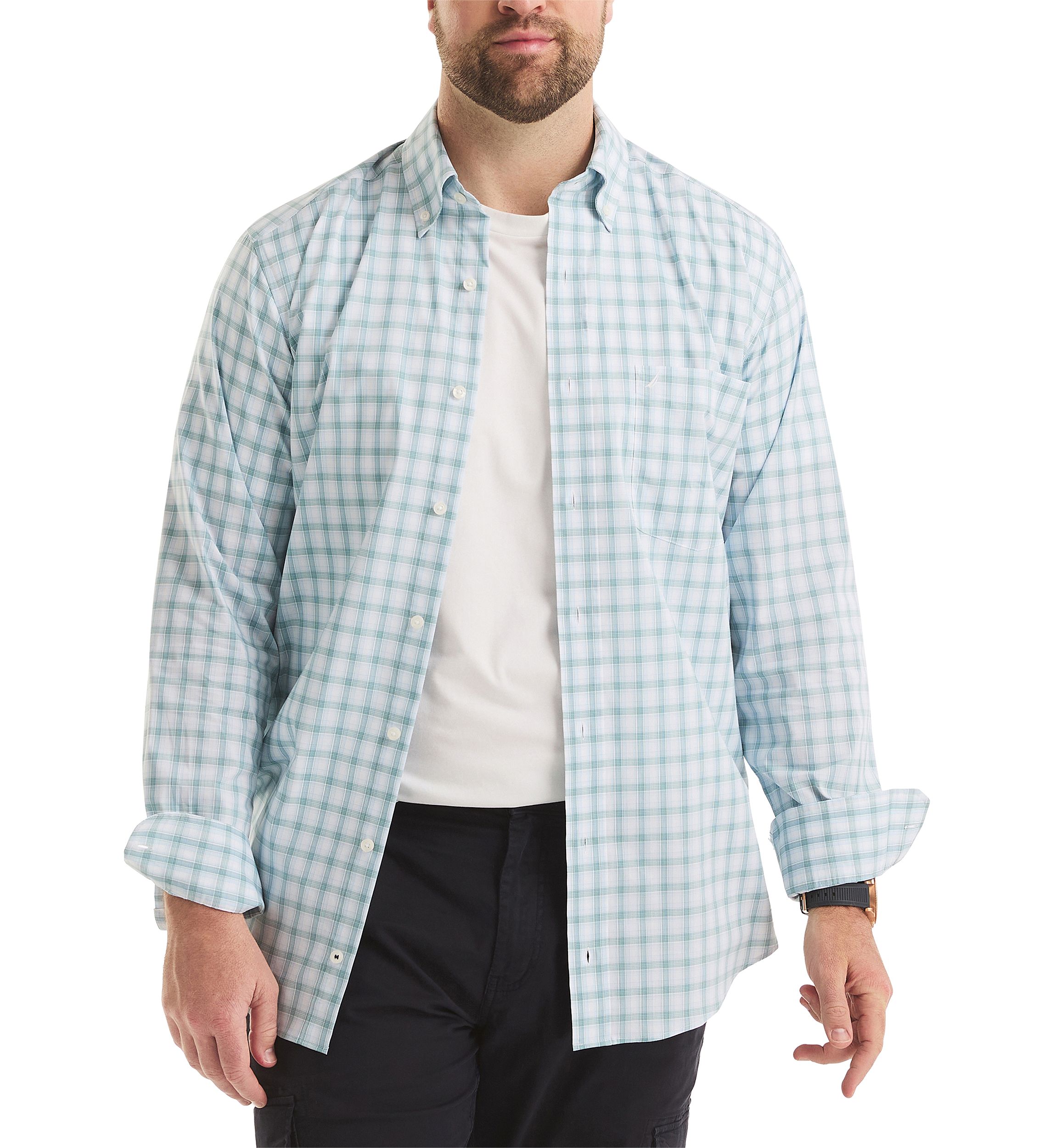 Big & Tall Long Sleeve Plaid Cotton Shirt 