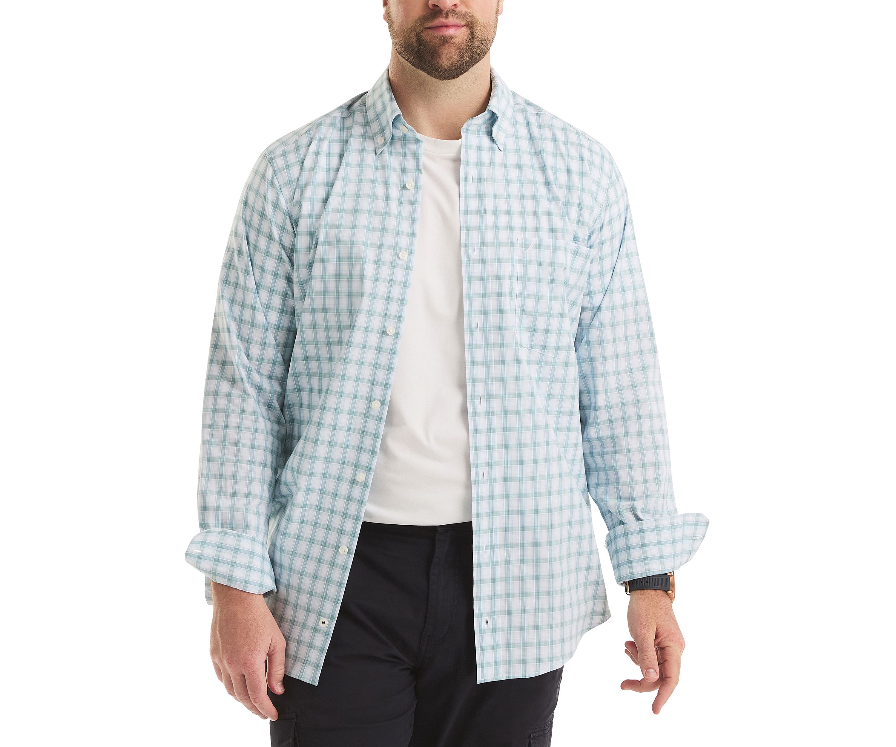 Big & Tall Long Sleeve Plaid Cotton Shirt 