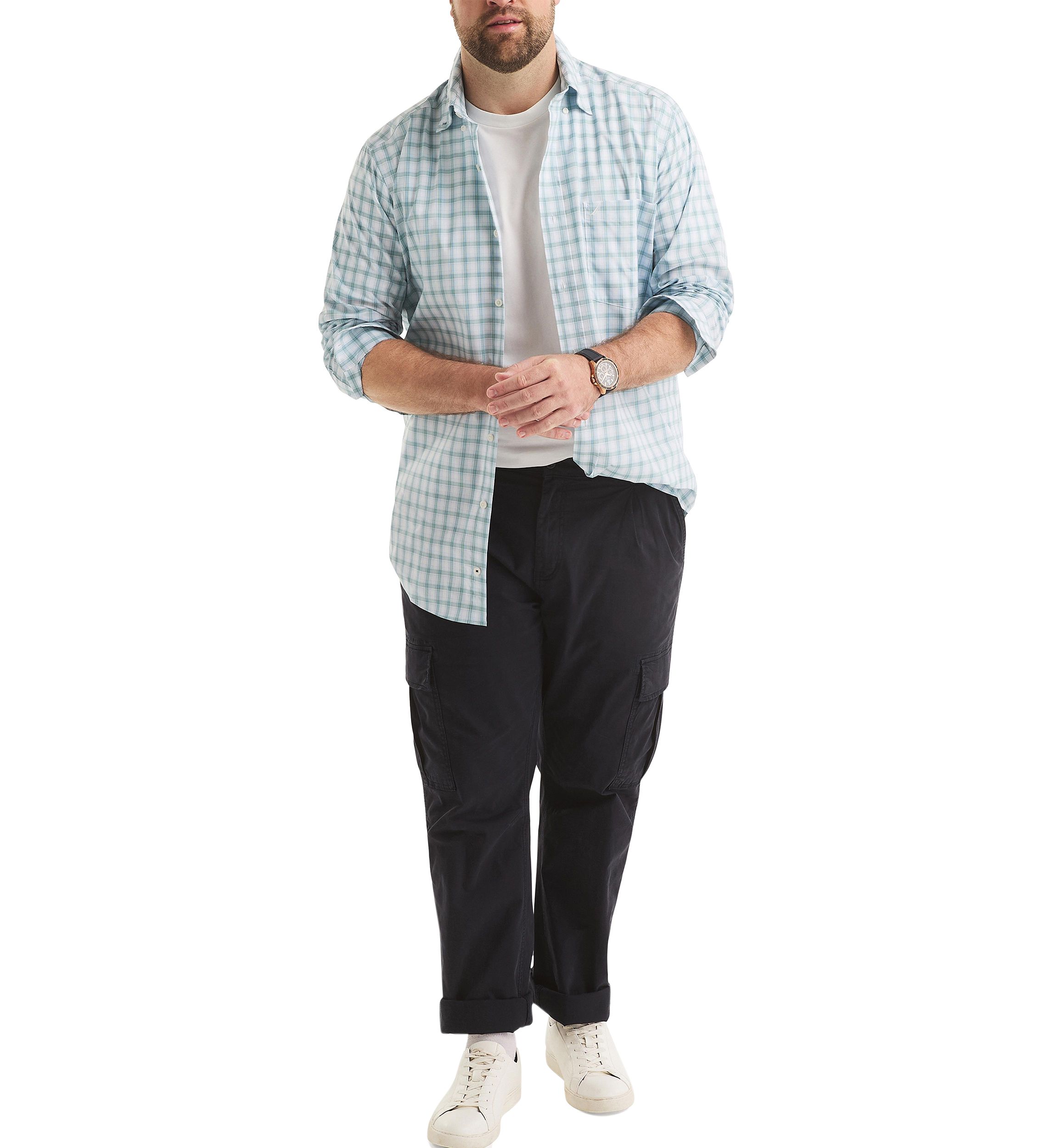Big & Tall Long Sleeve Plaid Cotton Shirt 